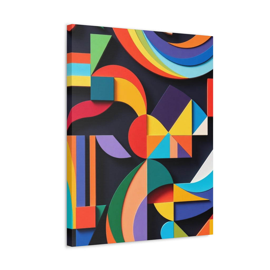 Abstract Geometric Stretched Canvas – Colorful Modern Wall Art