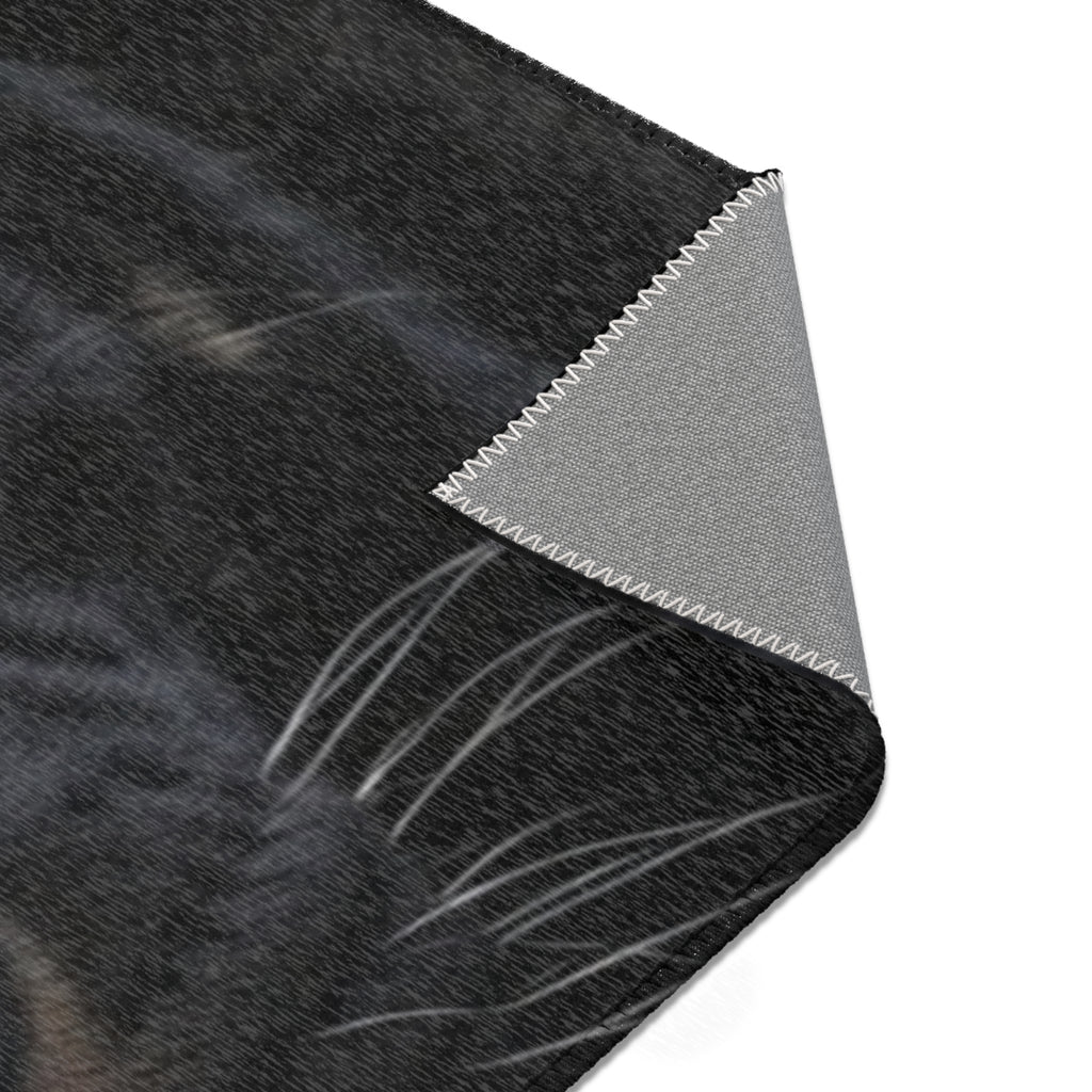 Black Panther Area Rug — Realistic Panther Face Decorative Accent Rug