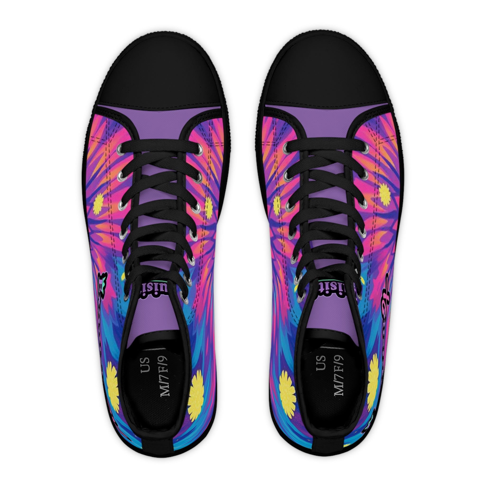 Women's High Top Sneakers — Vibrant Tie-Dye Floral High-Top Shoes