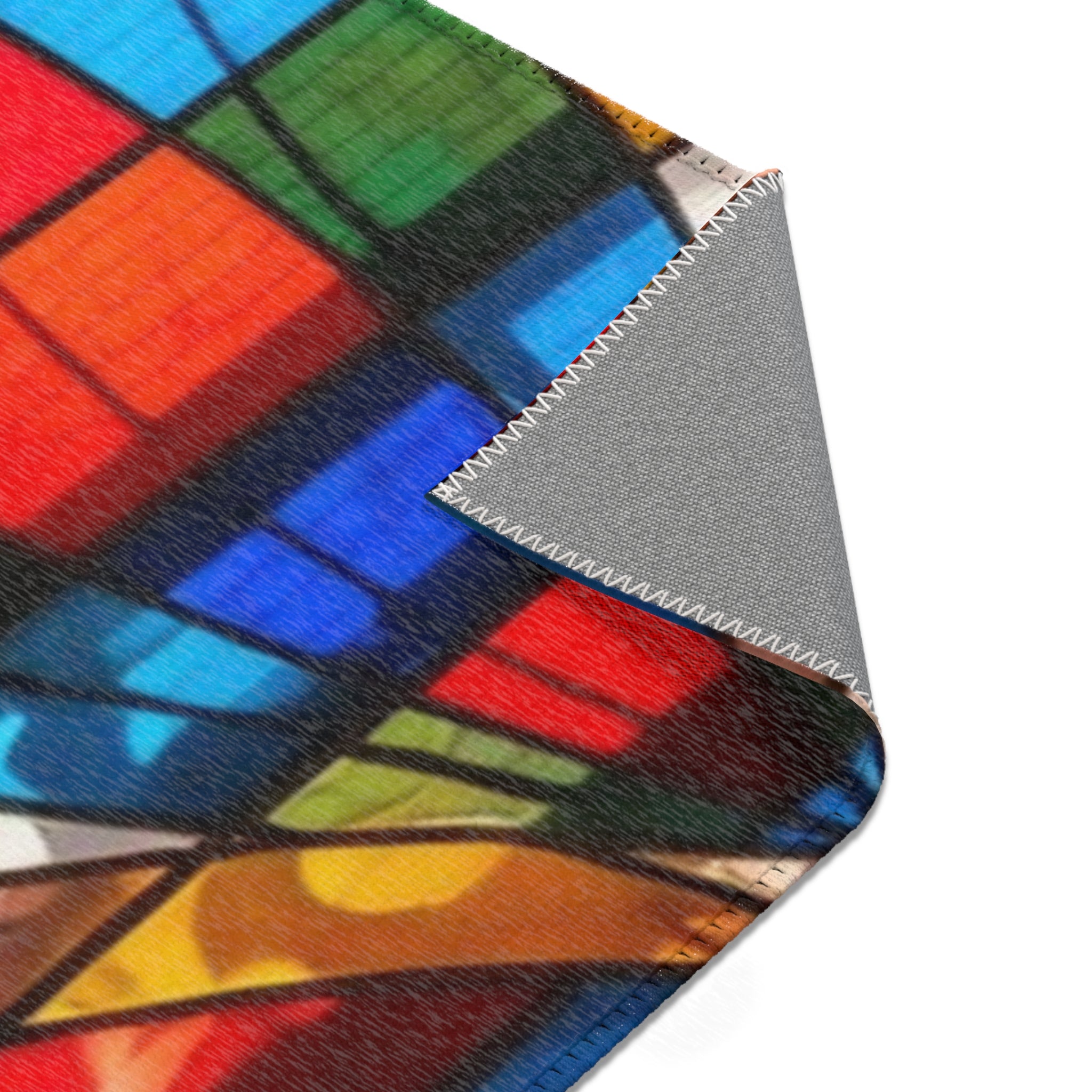 Stained Glass Mosaic Area Rug — Vibrant Geometric Decorative Floor Mat
