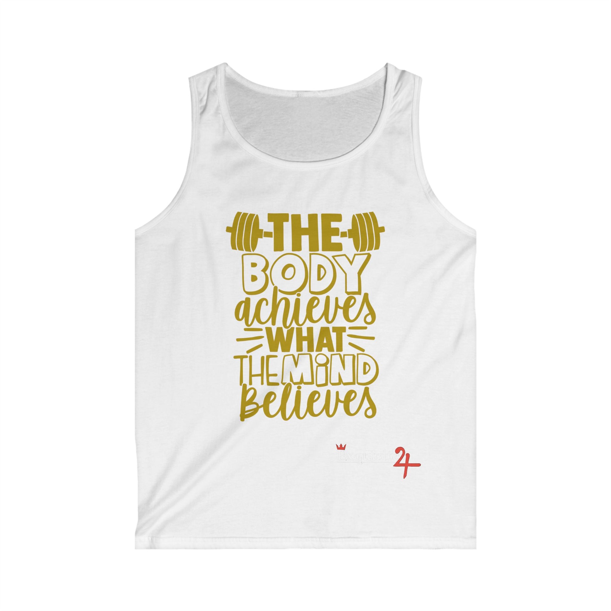 Exquisite 24 Motivational Gym Tank Top — “The Body Achieves What The Mind Believes”