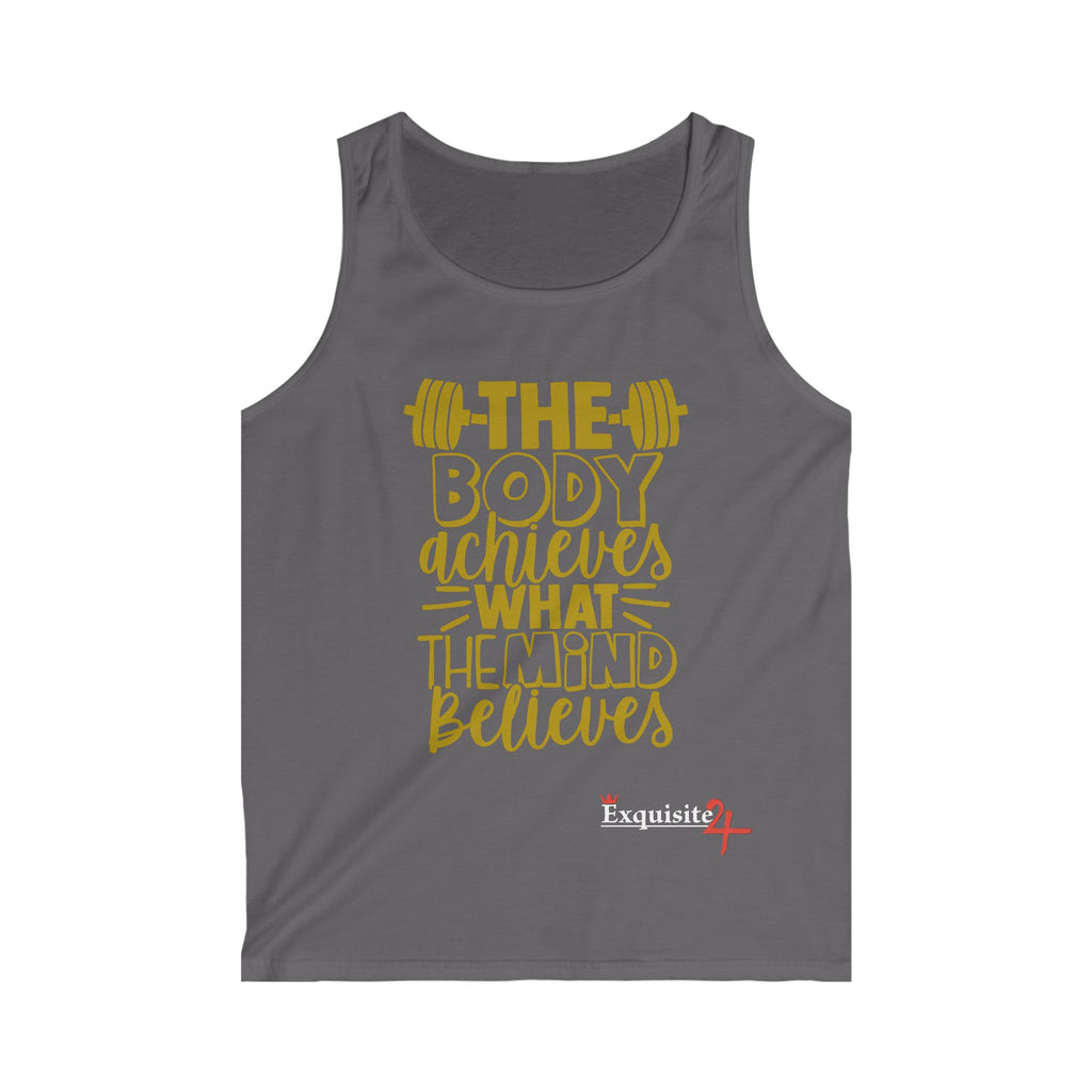 Exquisite 24 Motivational Gym Tank Top — “The Body Achieves What The Mind Believes”
