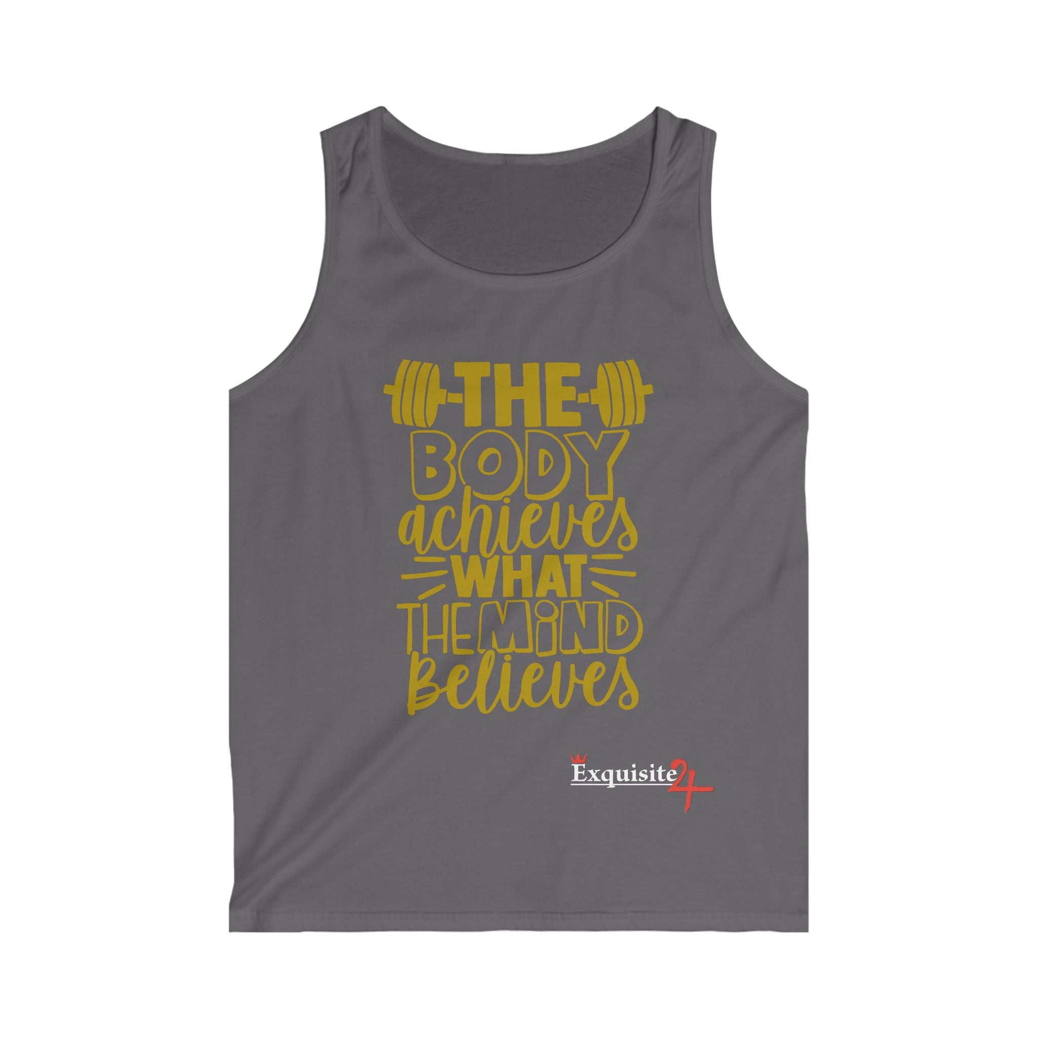 Exquisite 24 Motivational Gym Tank Top — “The Body Achieves What The Mind Believes”