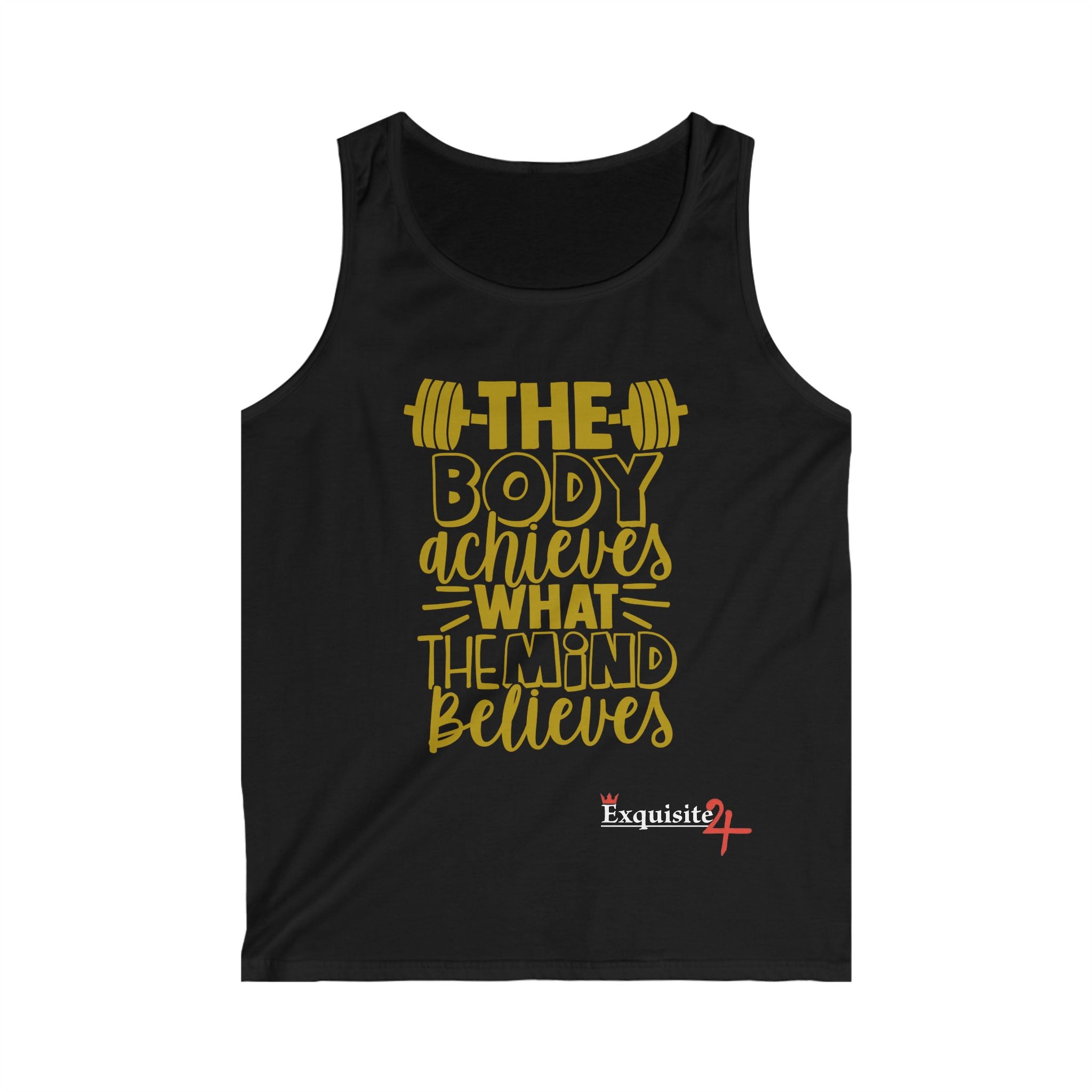 Exquisite 24 Motivational Gym Tank Top — “The Body Achieves What The Mind Believes”