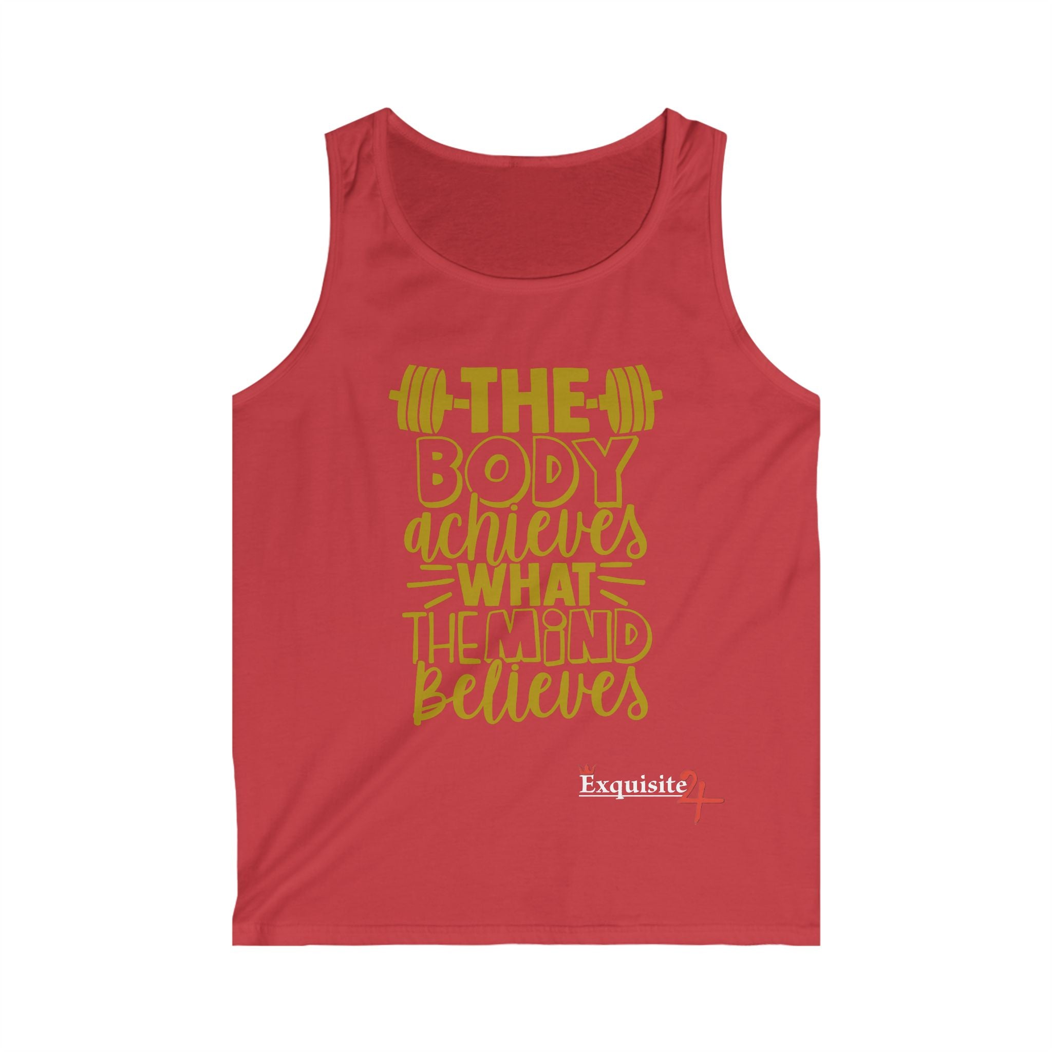Exquisite 24 Motivational Gym Tank Top — “The Body Achieves What The Mind Believes”