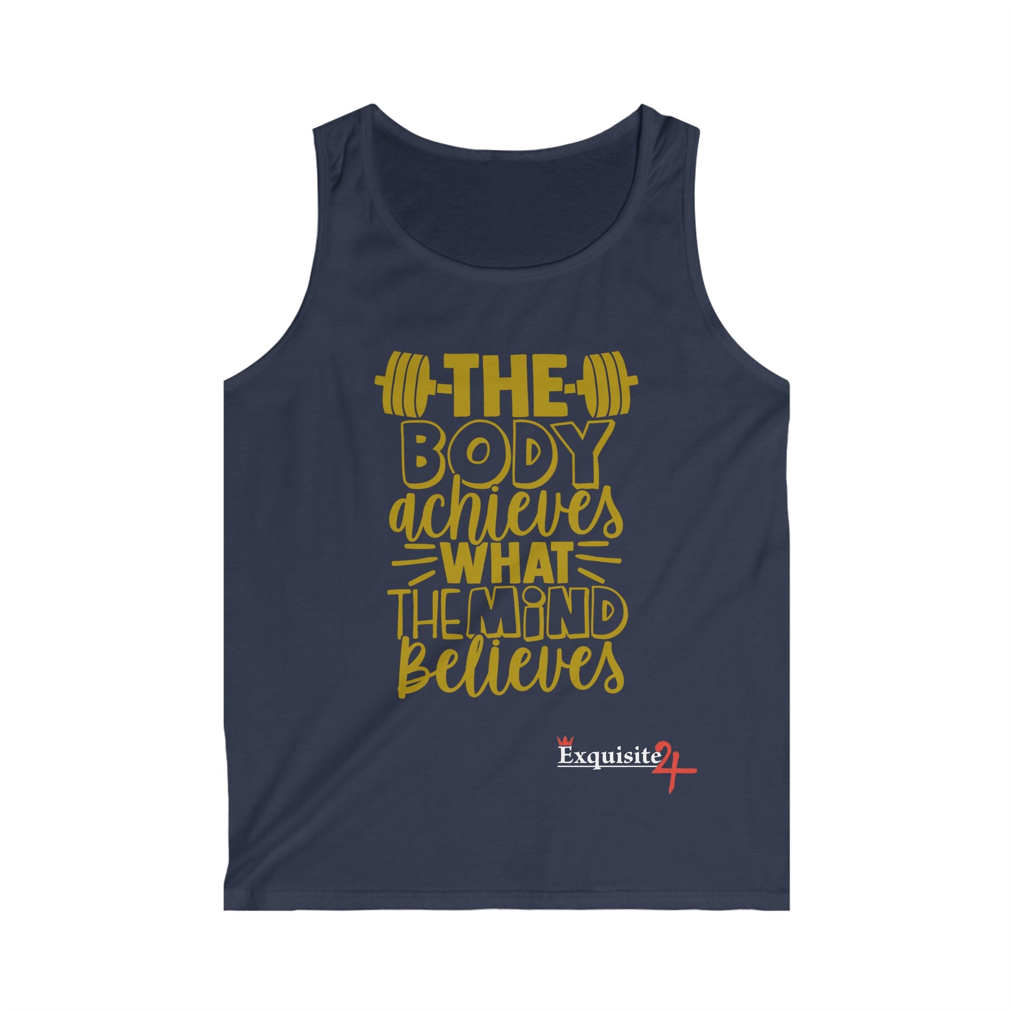 Exquisite 24 Motivational Gym Tank Top — “The Body Achieves What The Mind Believes”