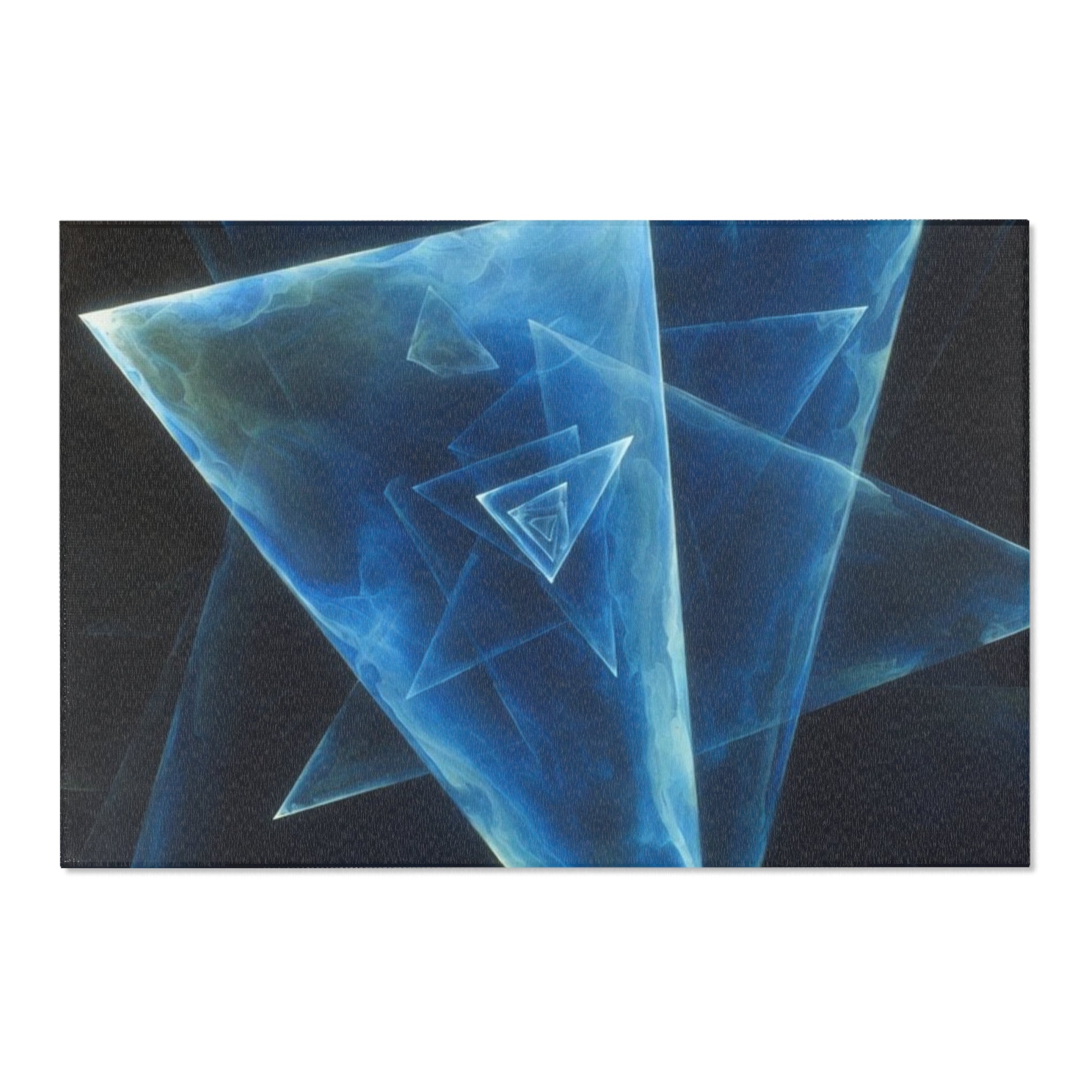 Geometric Blue Triangle Area Rug — Modern Abstract Accent Rug for Living Room & Bedroom