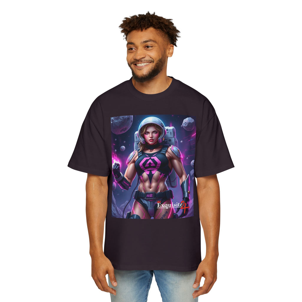 Astronaut Warrior Graphic Tee — Men's Sci‑Fi Space Gamer Oversized Shirt
