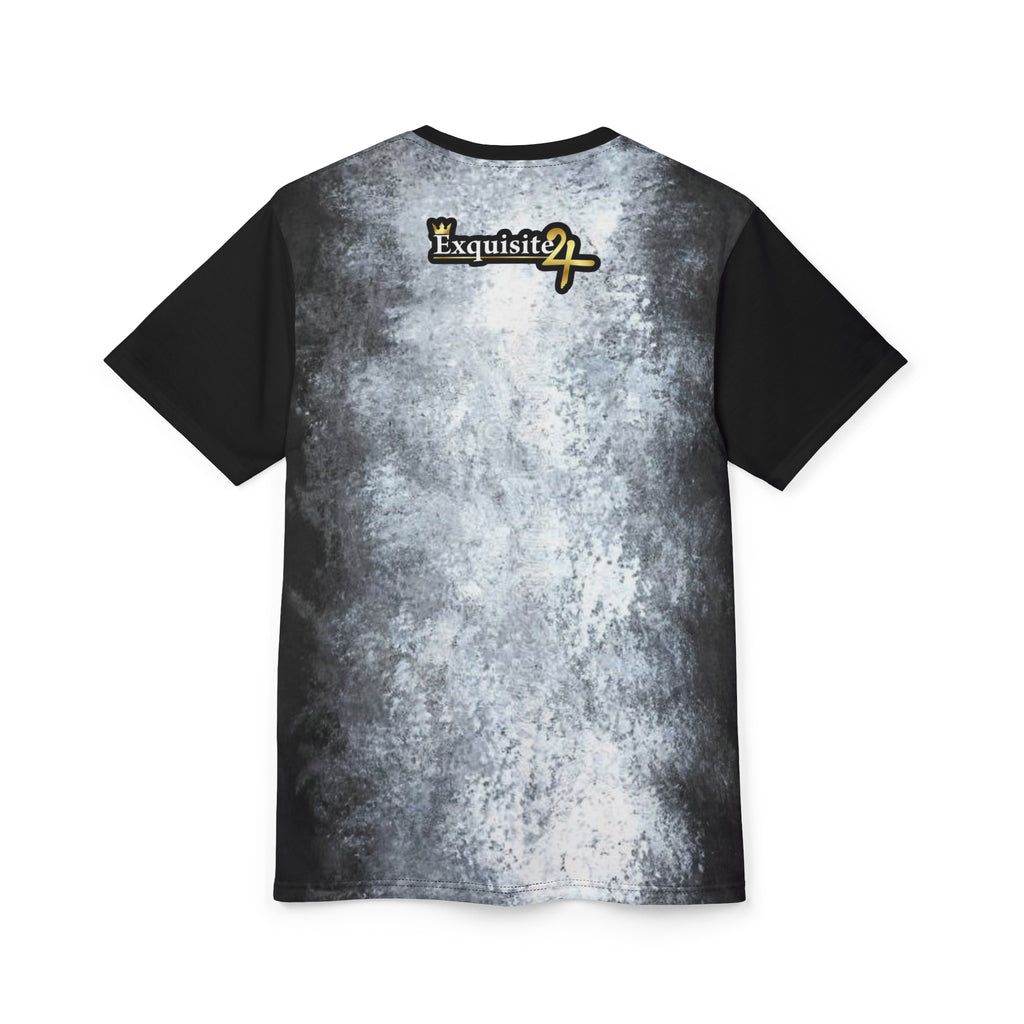 Exquisite 24 Logo Tee — Distressed Grey All-Over Print T-Shirt