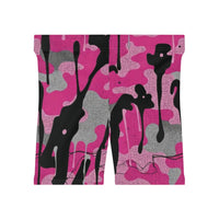 Pink Camo Drip Biker Shorts