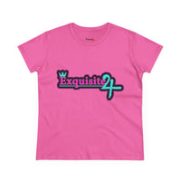 Exquisite 24 Sticker Logo Women's Graphic Tee – Neon Cotton Candy