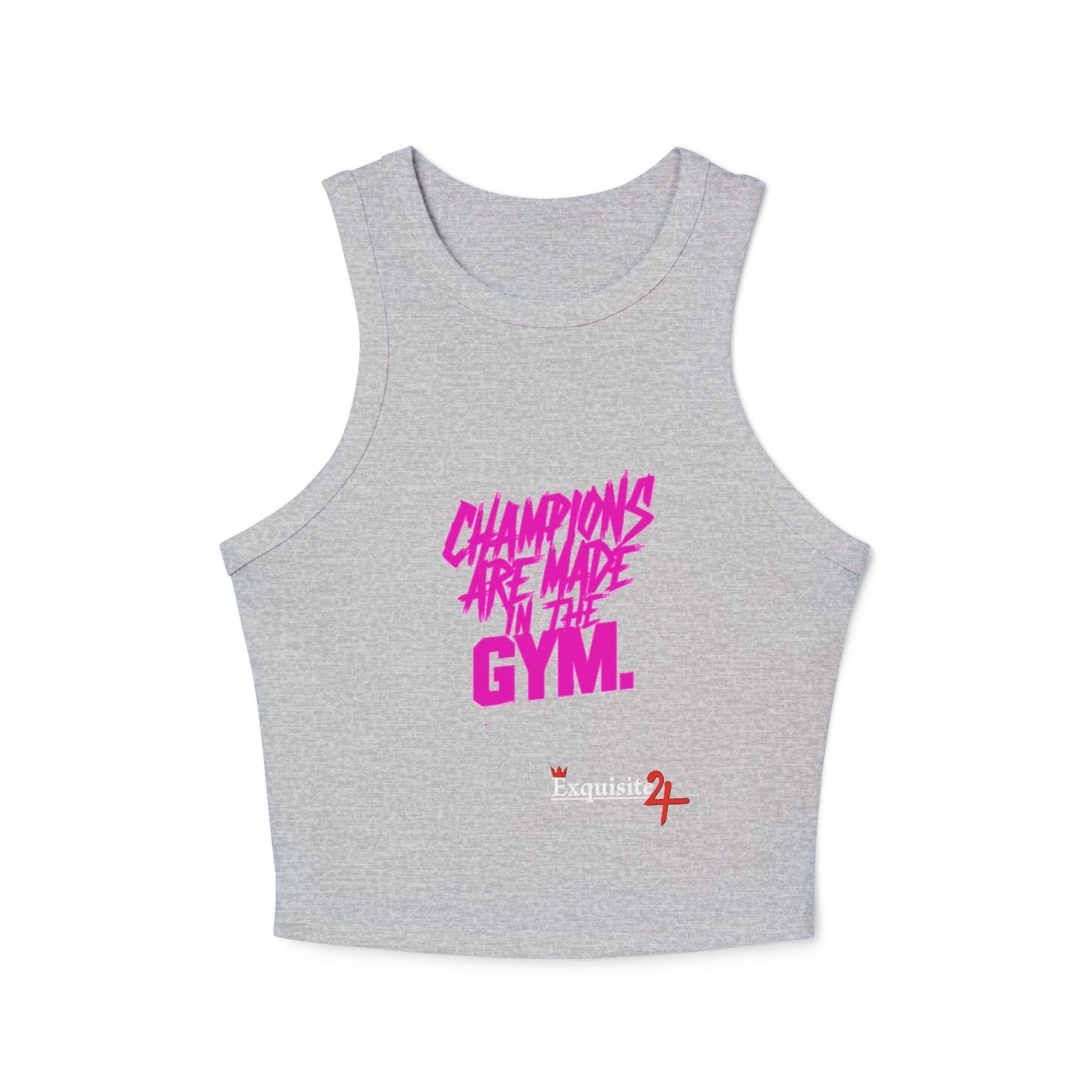 Racer Tank - '"Champions Are Made In The Gym" Pink Graphic Crop