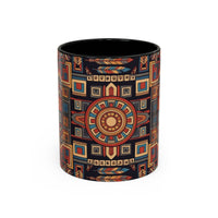 Boho Geometric Accent Mug — Colorful Tribal Pattern Coffee Cup