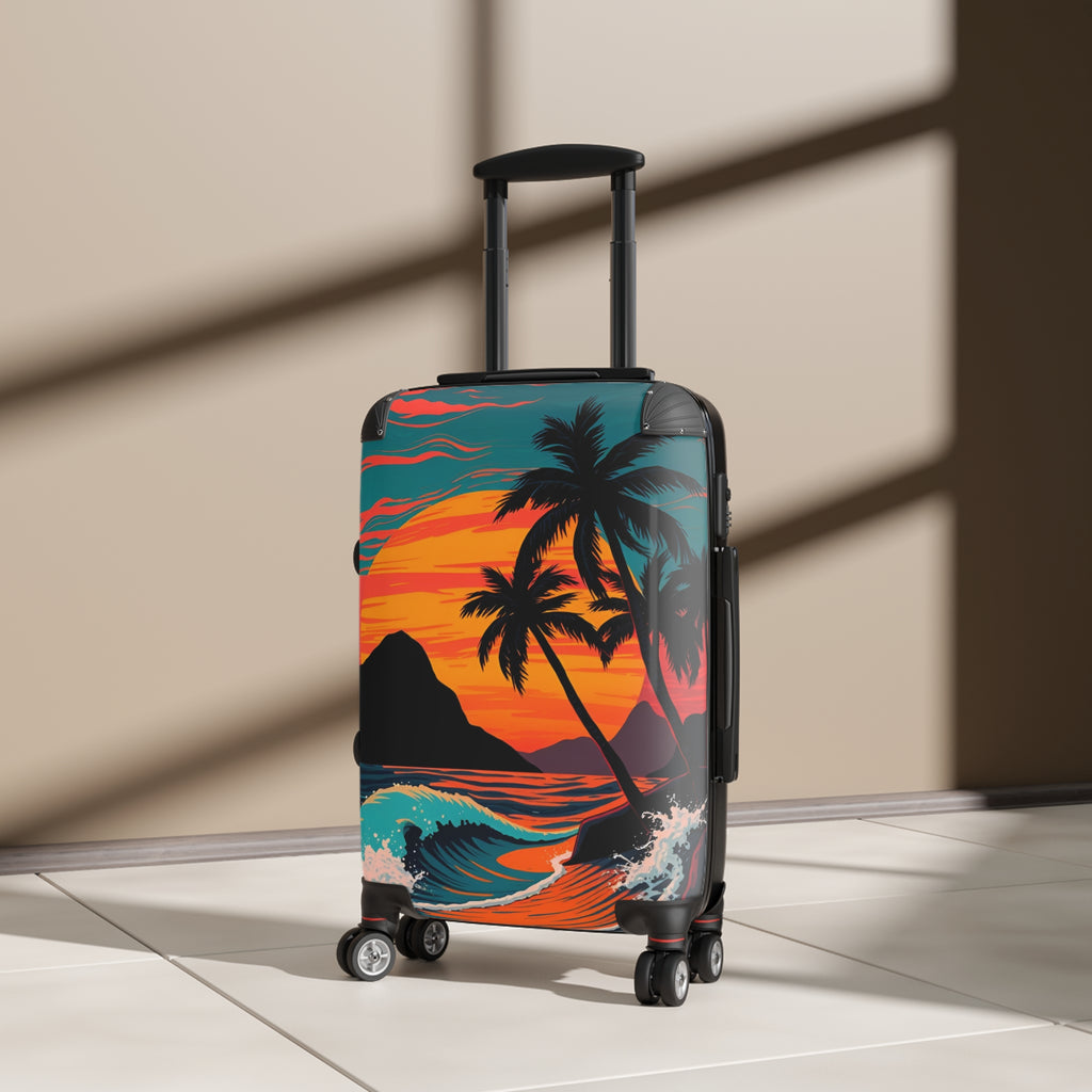 Tropical Sunset Suitcase – Palm Tree Beach Carry-On Luggage