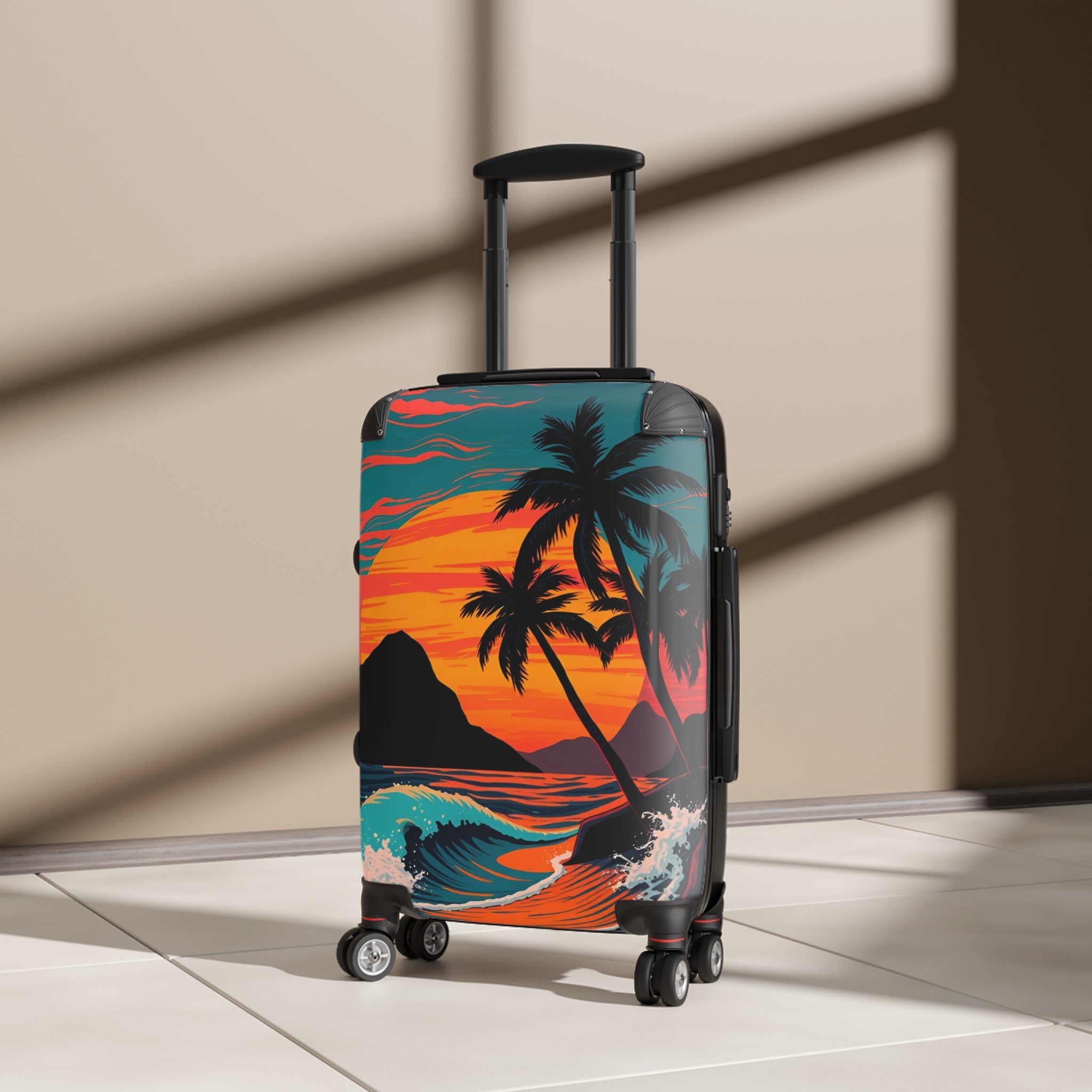 Tropical Sunset Suitcase – Palm Tree Beach Carry-On Luggage
