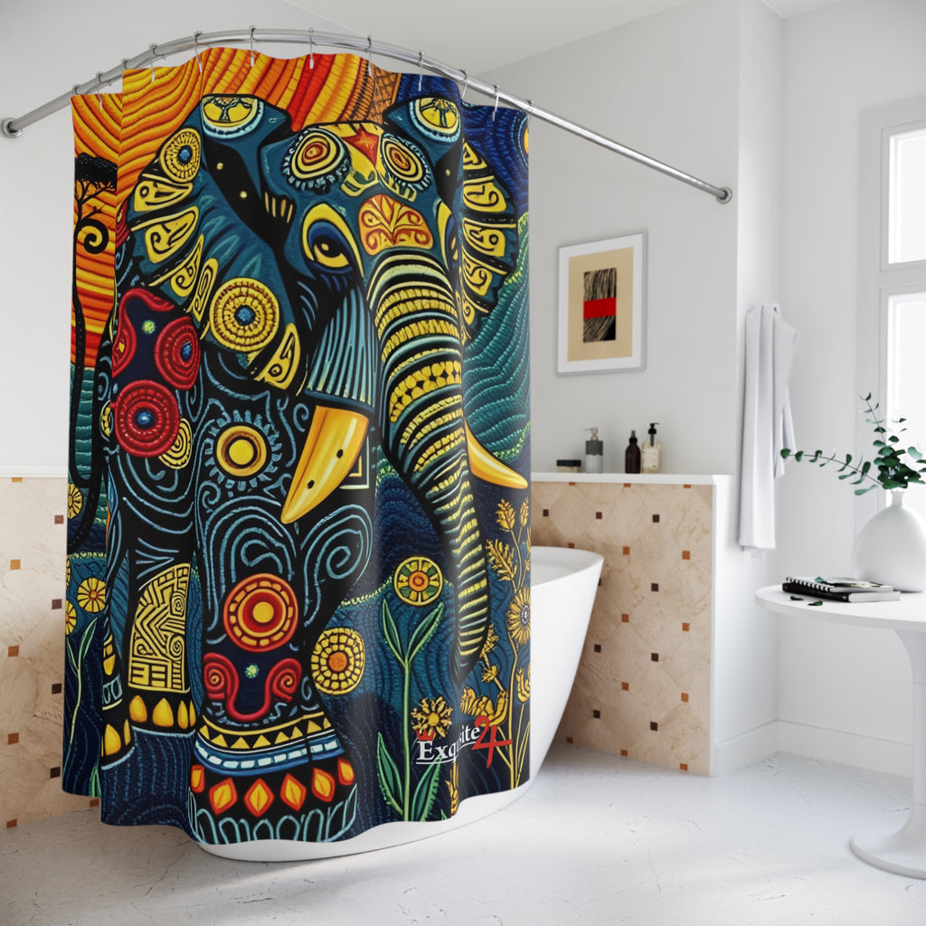 Elephant Mandala Shower Curtain — Colorful Bohemian Bath Decor