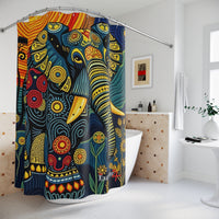 Elephant Mandala Shower Curtain — Colorful Bohemian Bath Decor