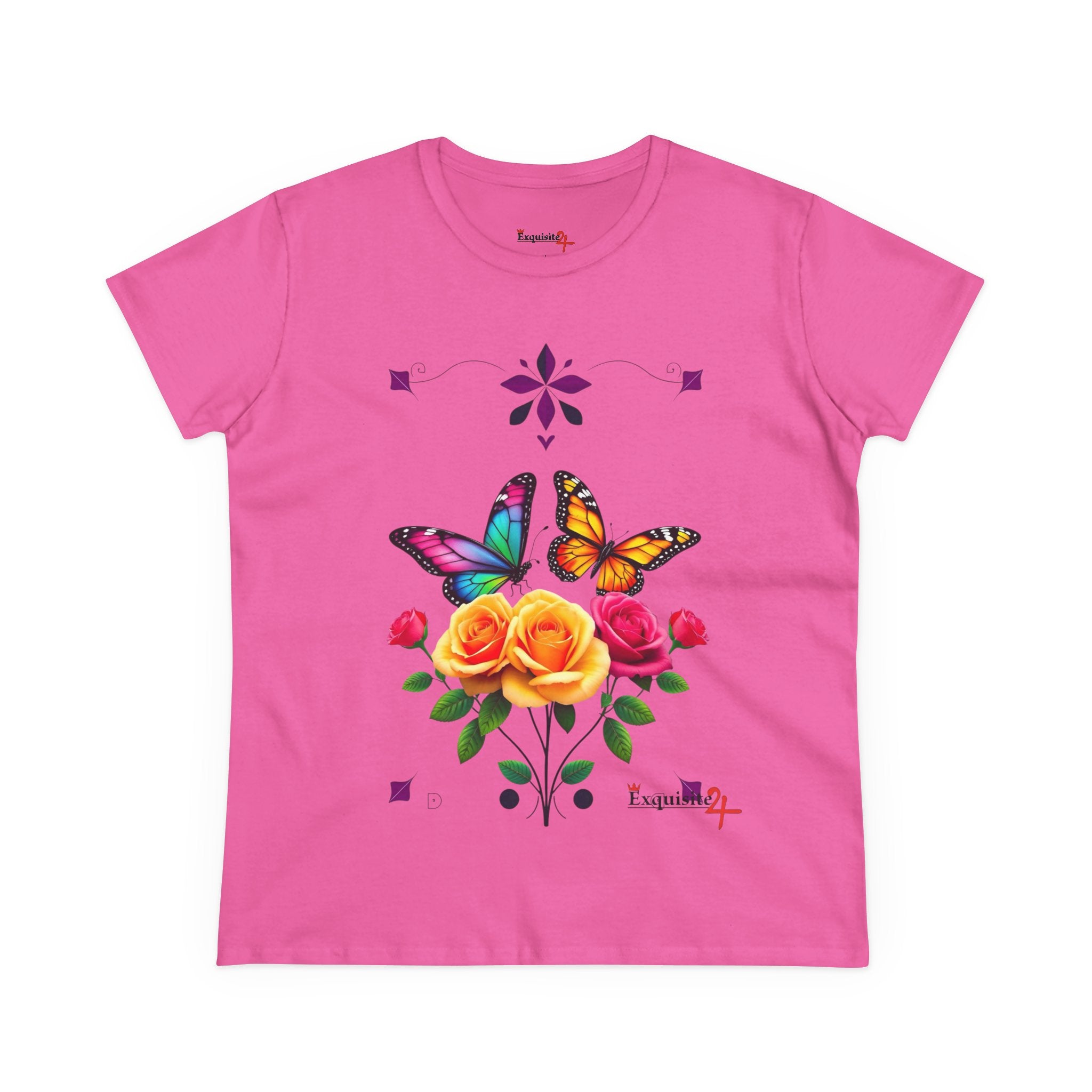 Butterfly Blossom with Purple Border Women's Graphic Tee