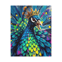 Peacock King Stretched Canvas – Vibrant Crowned Peacock Wall Art