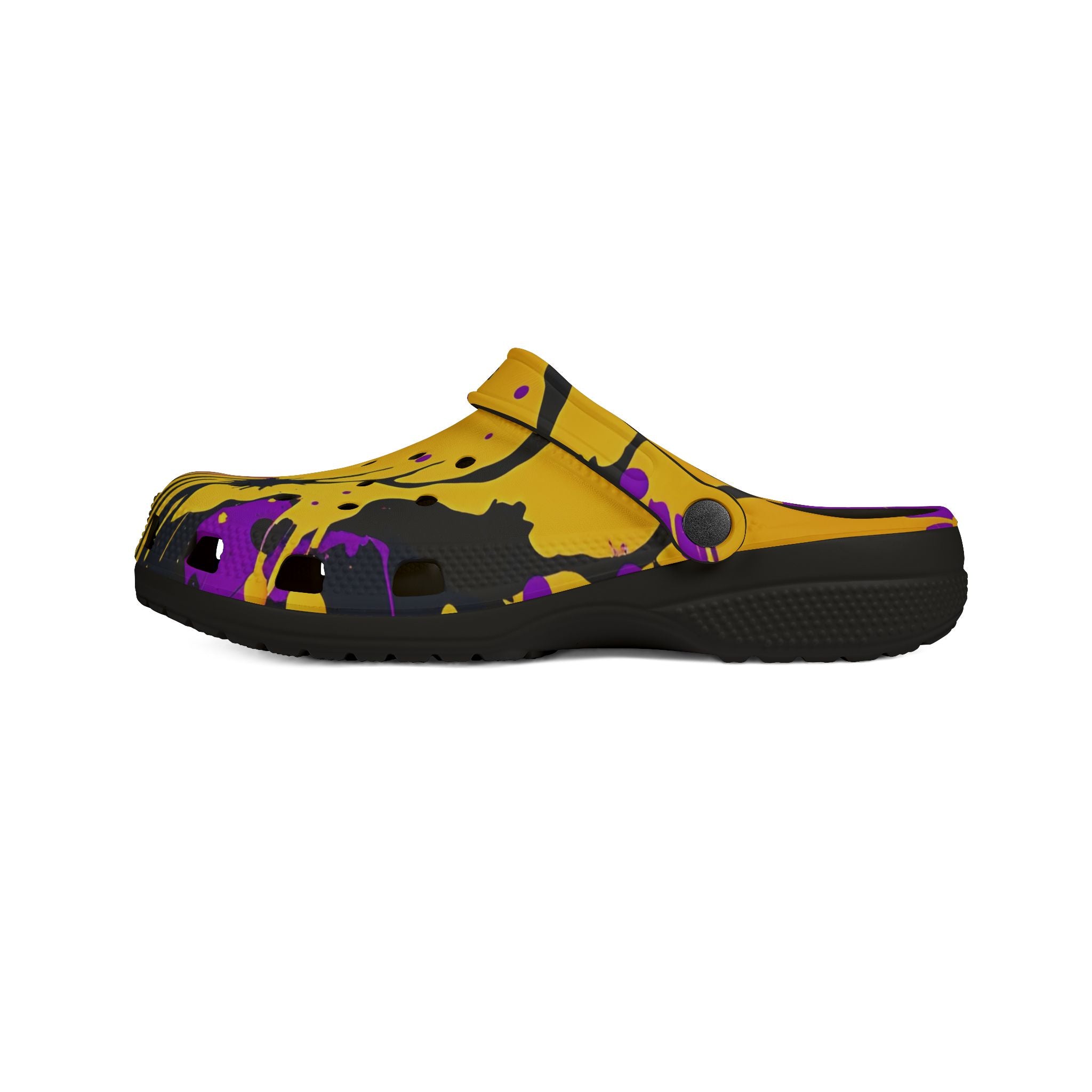 Purple & Yellow Paint Splatter EVA Foam Clogs