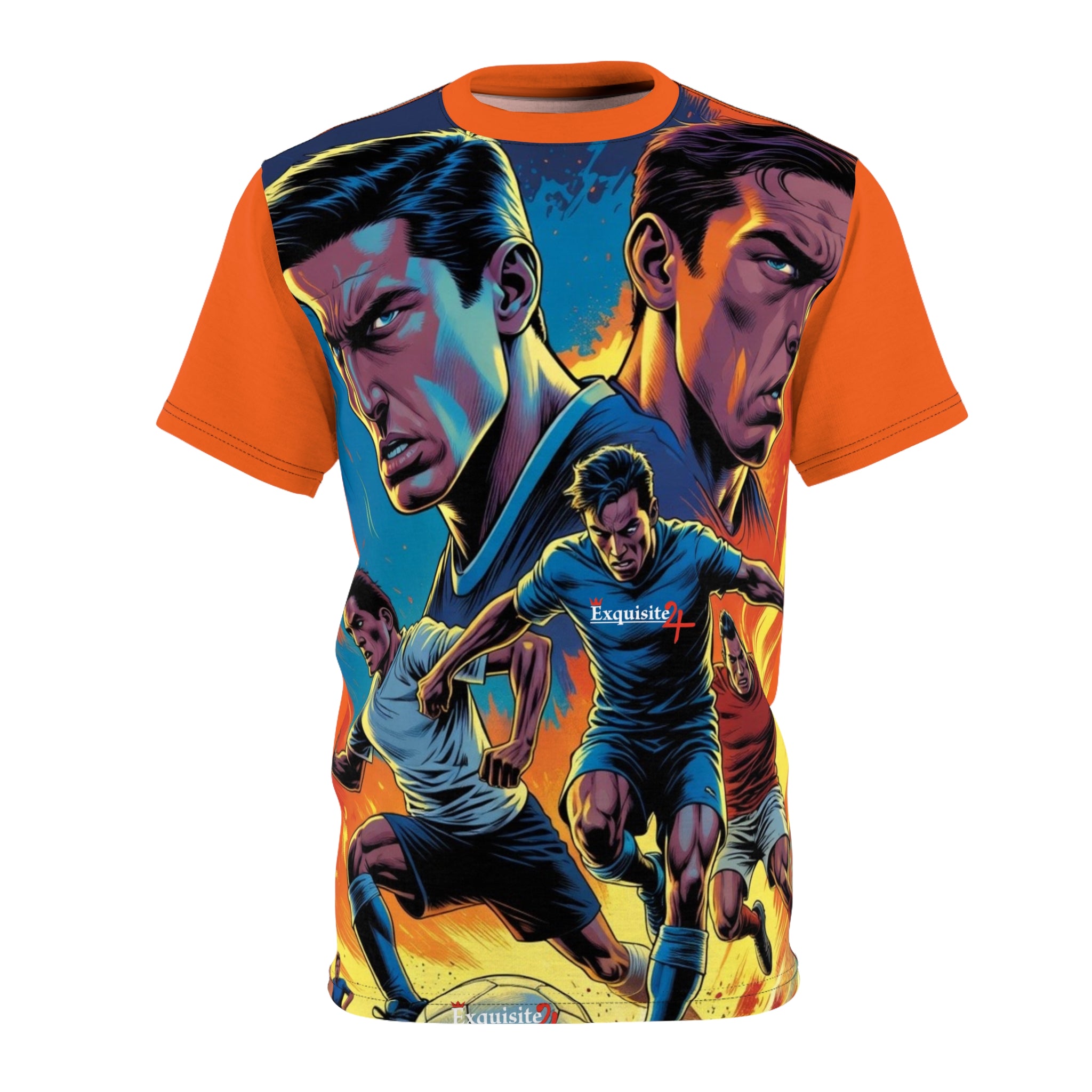 Soccer Legends Graphic Tee — Retro Action Football Players All-Over Print