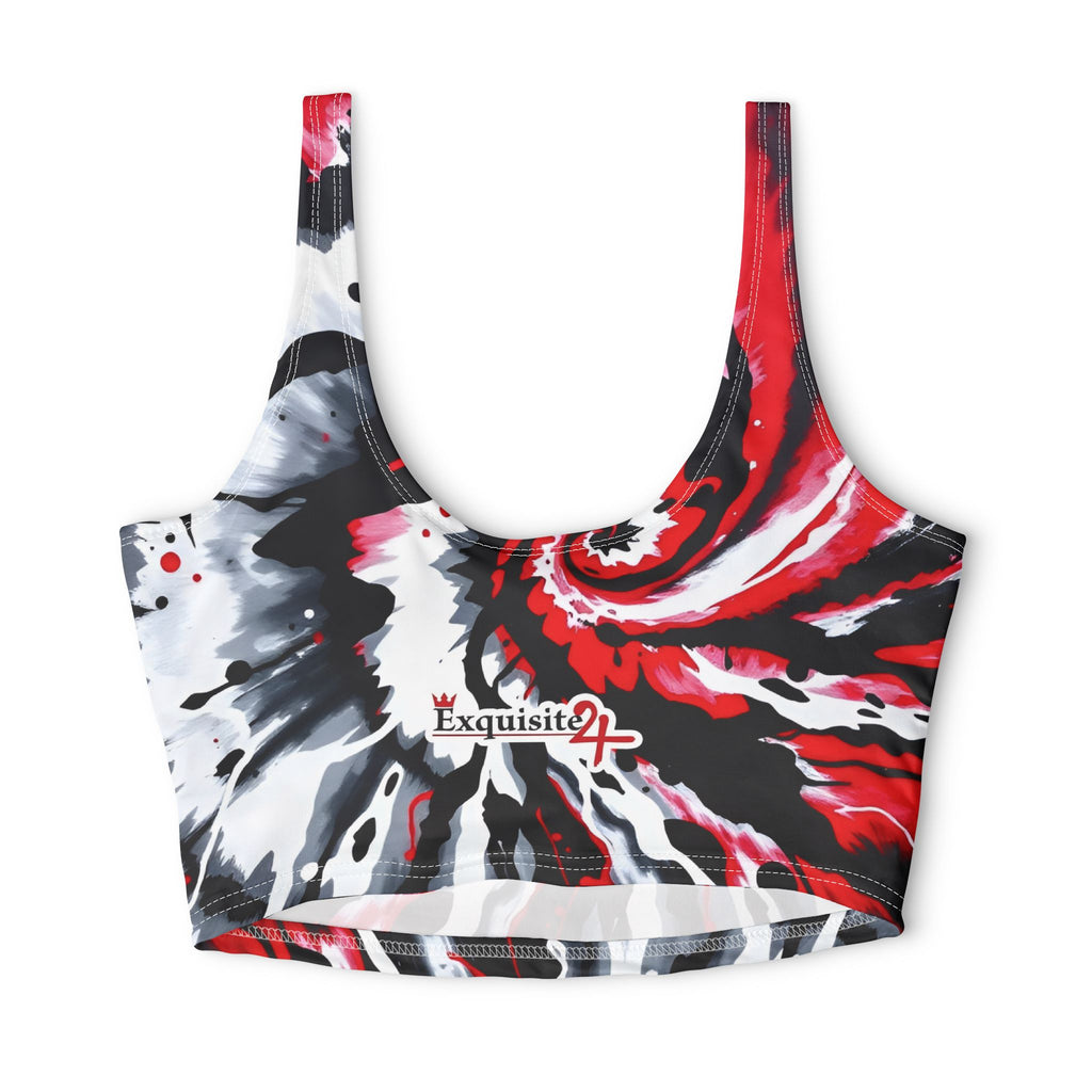 Red, Black & White Tie-Dye Sports Bra