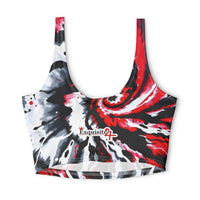 Red, Black & White Tie-Dye Sports Bra