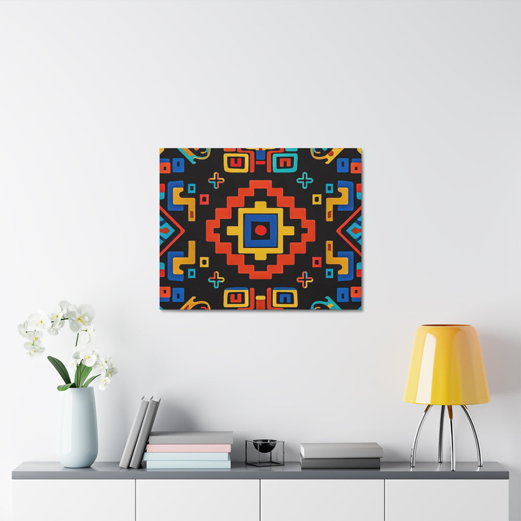 Bold Geometric Aztec Stretched Canvas Wall Art