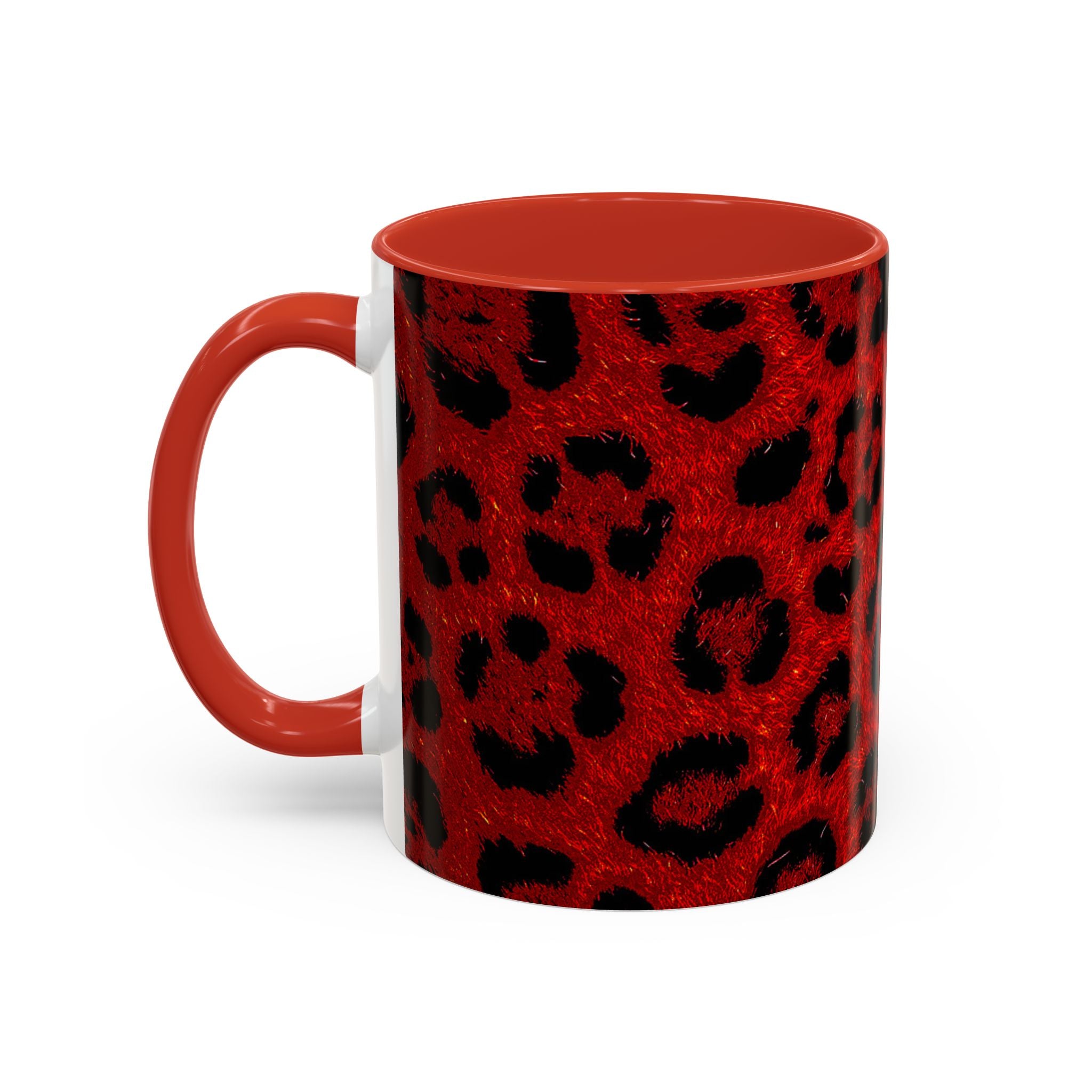 Red Leopard Print Accent Coffee Mug (11/15oz)