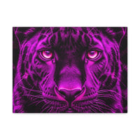 Purple Neon Panther Stretched Canvas – Vibrant Wall Art for Modern Rooms