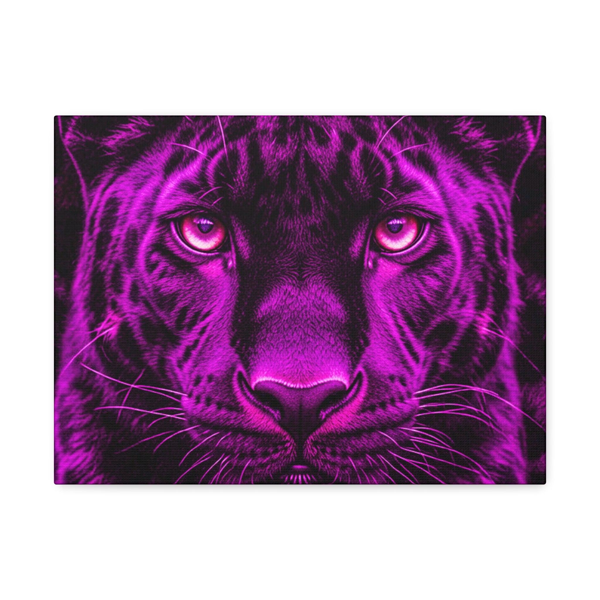 Purple Neon Panther Stretched Canvas – Vibrant Wall Art for Modern Rooms