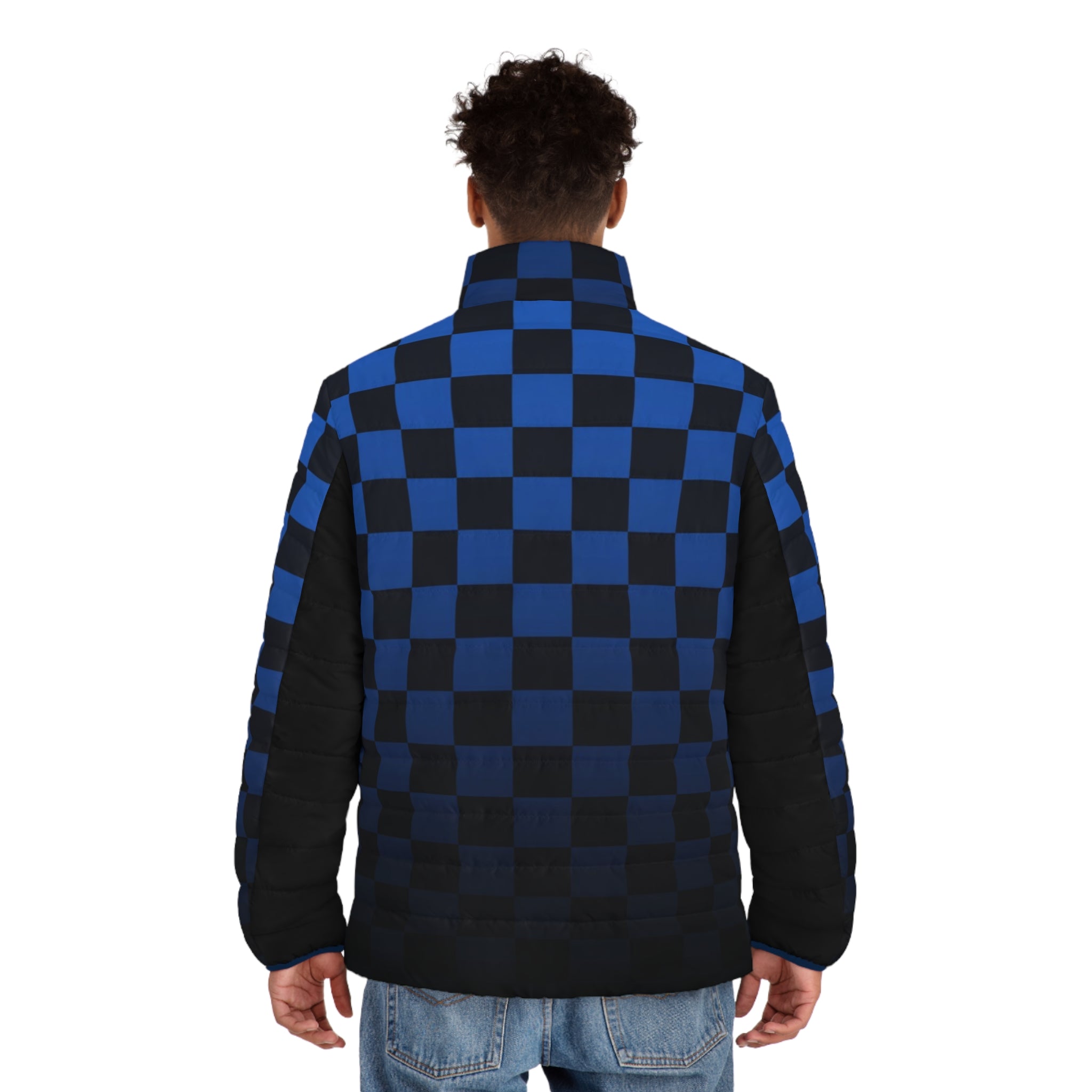 Blue Checkerboard Puffer Jacket