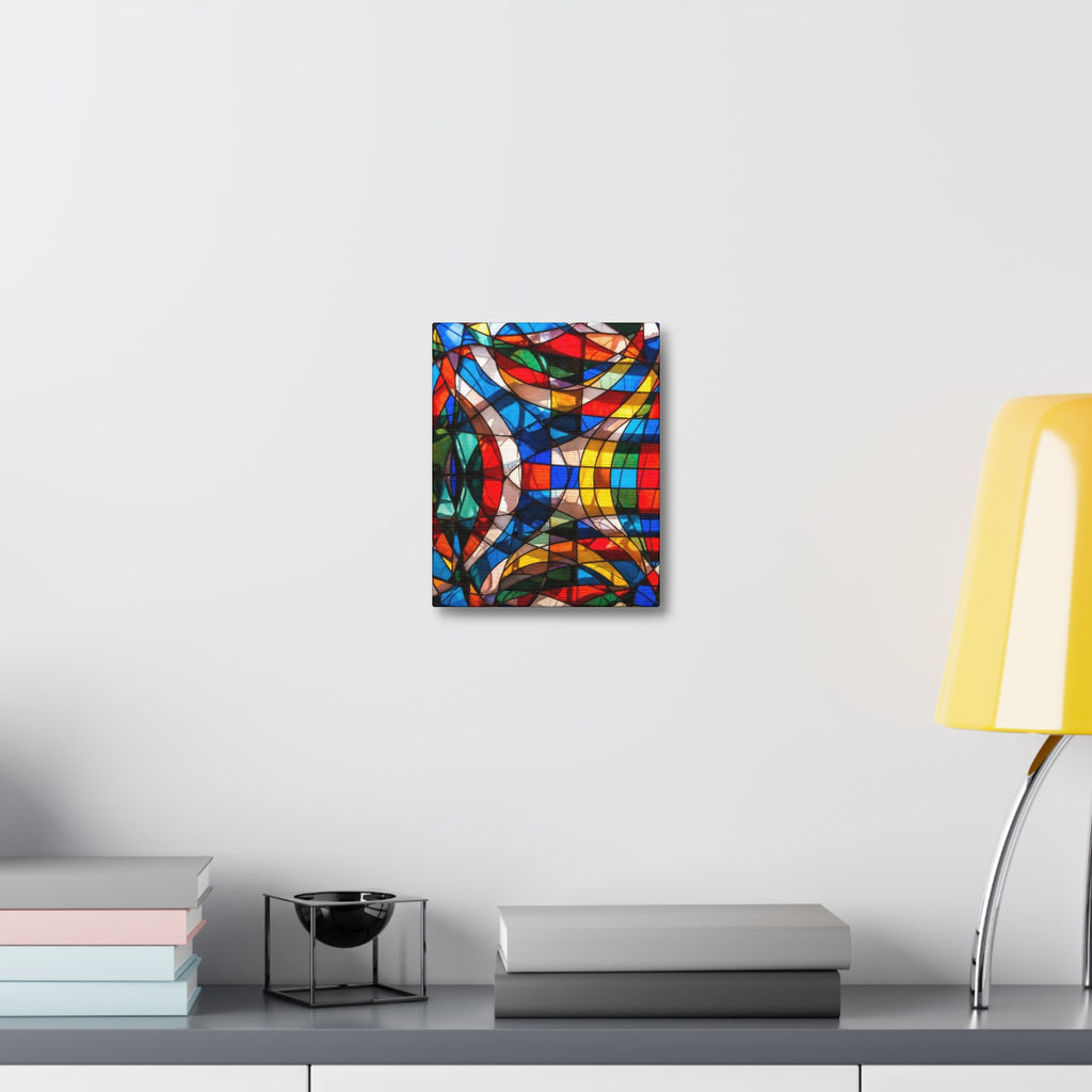 Stained Glass Abstract Stretched Canvas Print — Colorful Geometric Wall Art