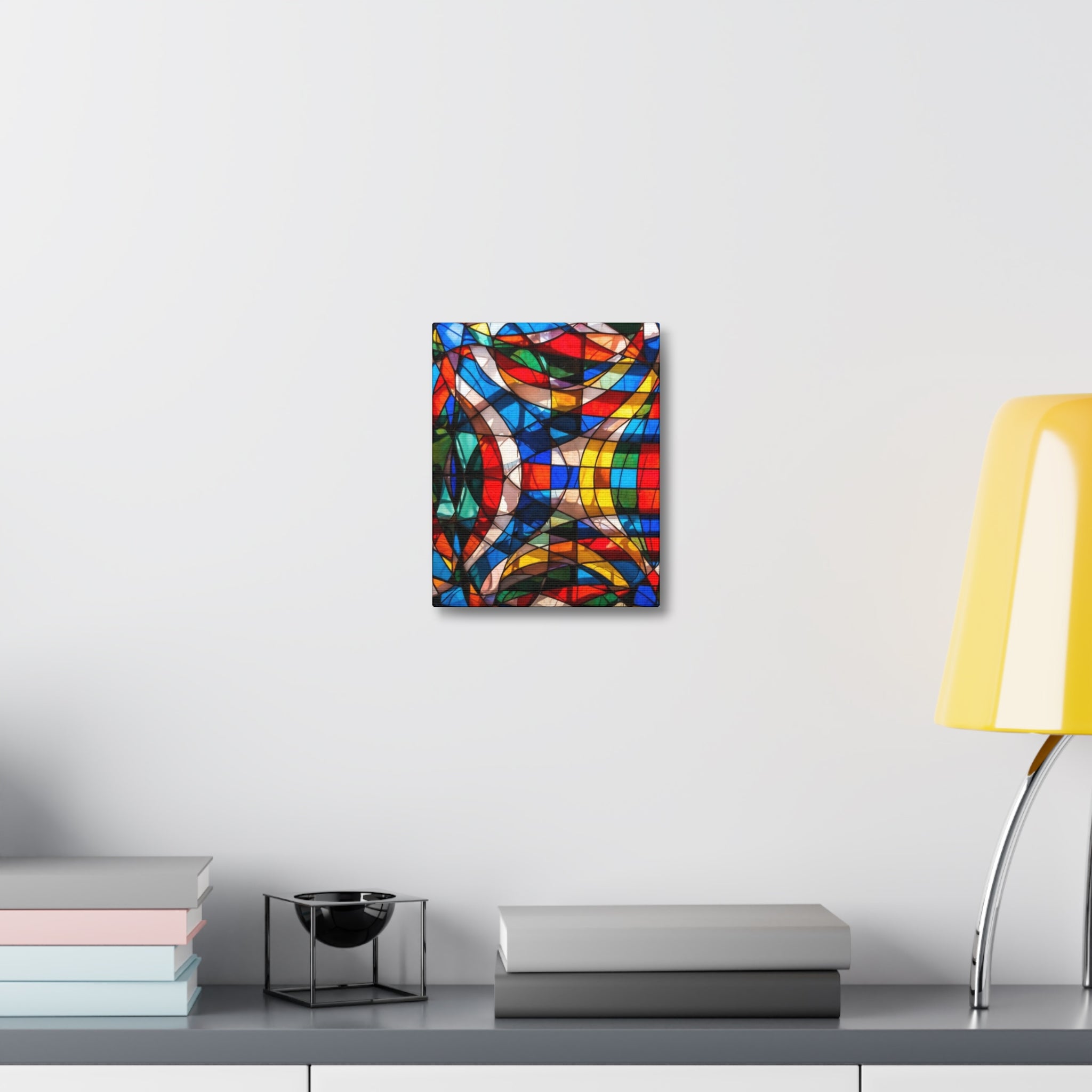 Stained Glass Abstract Stretched Canvas Print — Colorful Geometric Wall Art