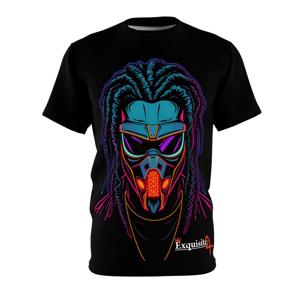 Neon Dreadmask T-Shirt — Cyberpunk Gas Mask Portrait All-Over Print