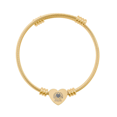 "Love Me Forever" Engraved Heart Cuff Bracelet