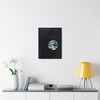 Earth Embrace Stretched Canvas — Cosmic Silhouette Wall Art