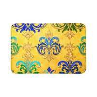 Baroque Fleur Toilet Seat & Rug Set – Yellow Blue Green 3-Piece Bathroom Decor