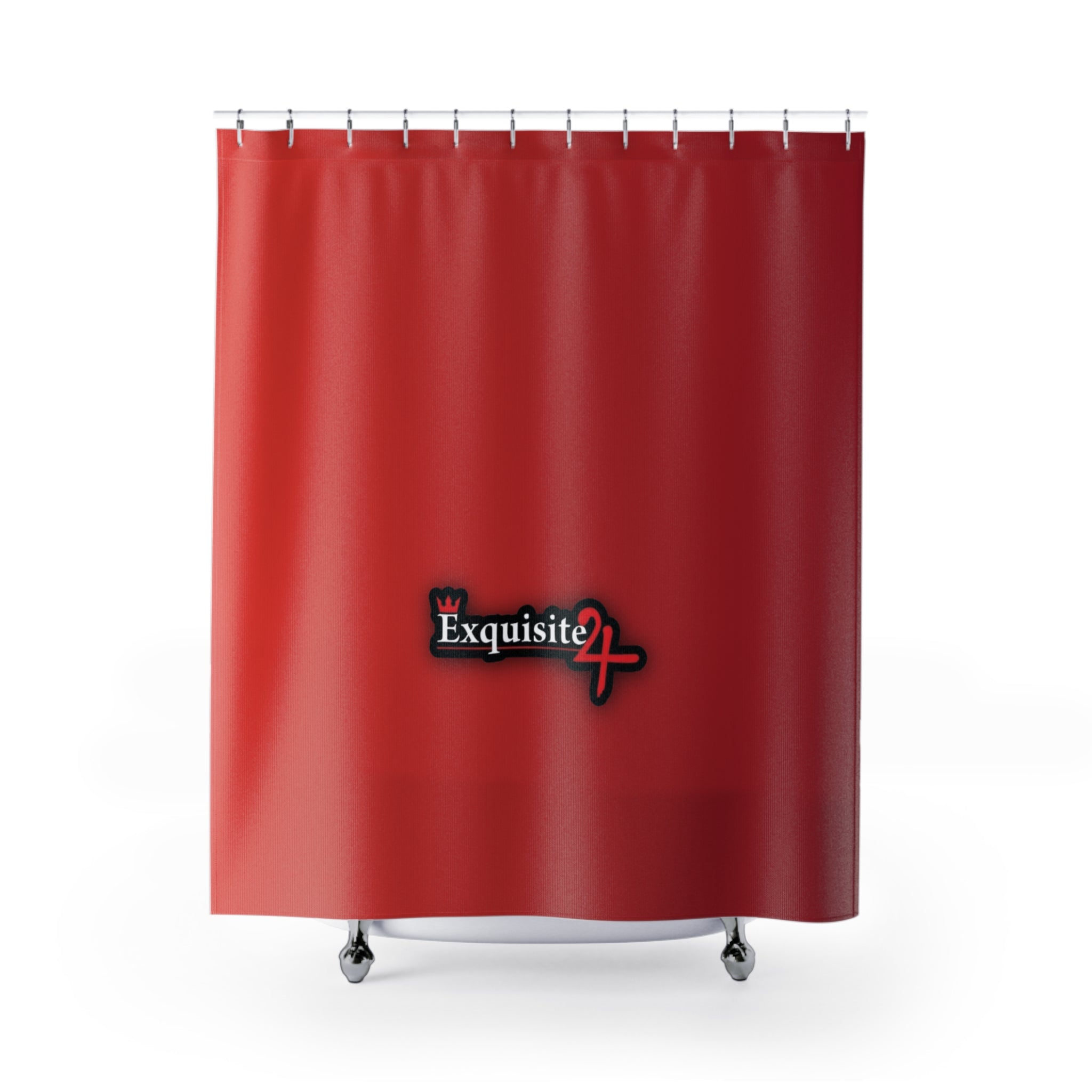 Red Logo Shower Curtain – Minimal Exquisite 24 Accent Bath Decor