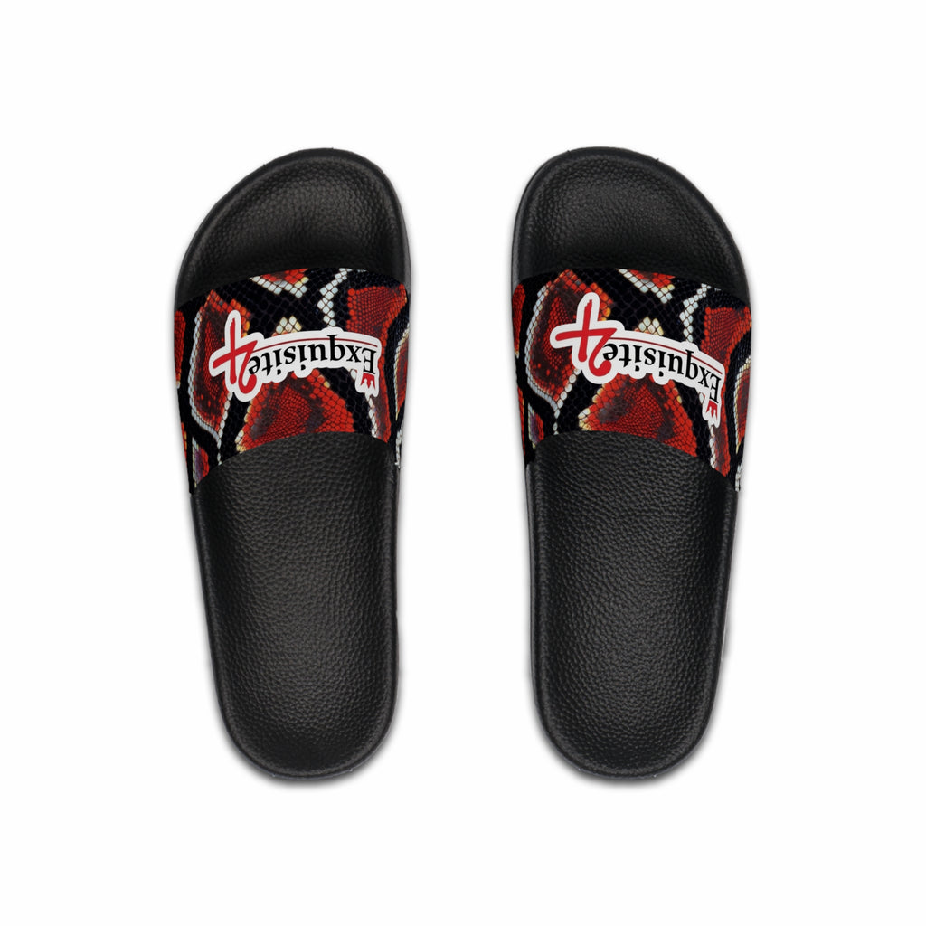Men's Slide Sandals — Red Snake Print 'Exquisite 24' Luxury Pool Slides