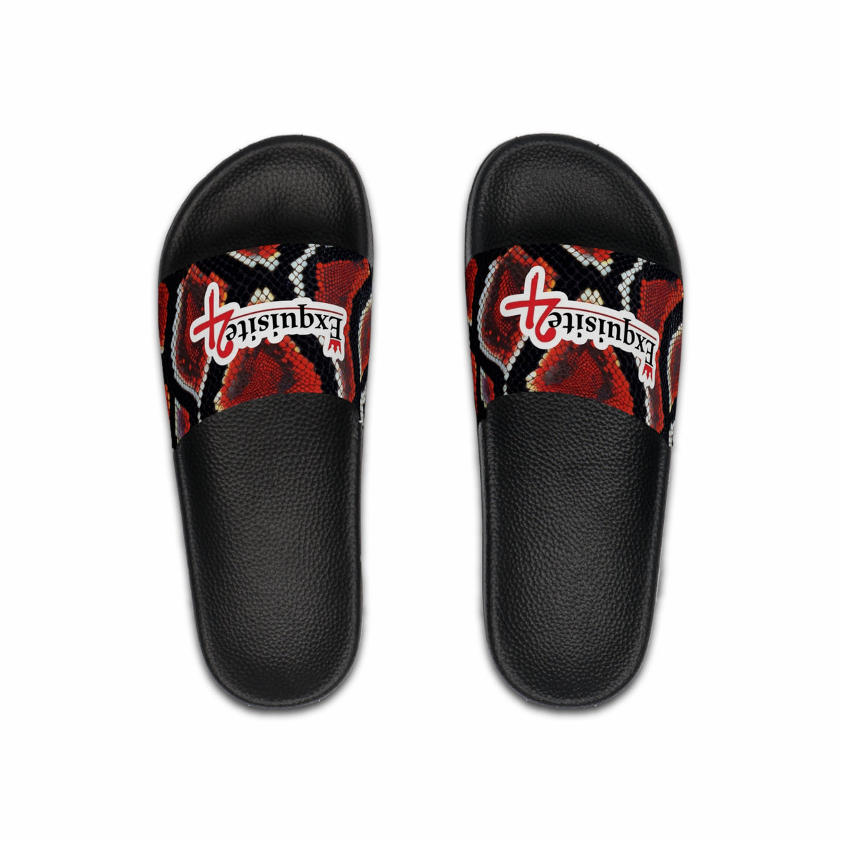 Men's Slide Sandals — Red Snake Print 'Exquisite 24' Luxury Pool Slides