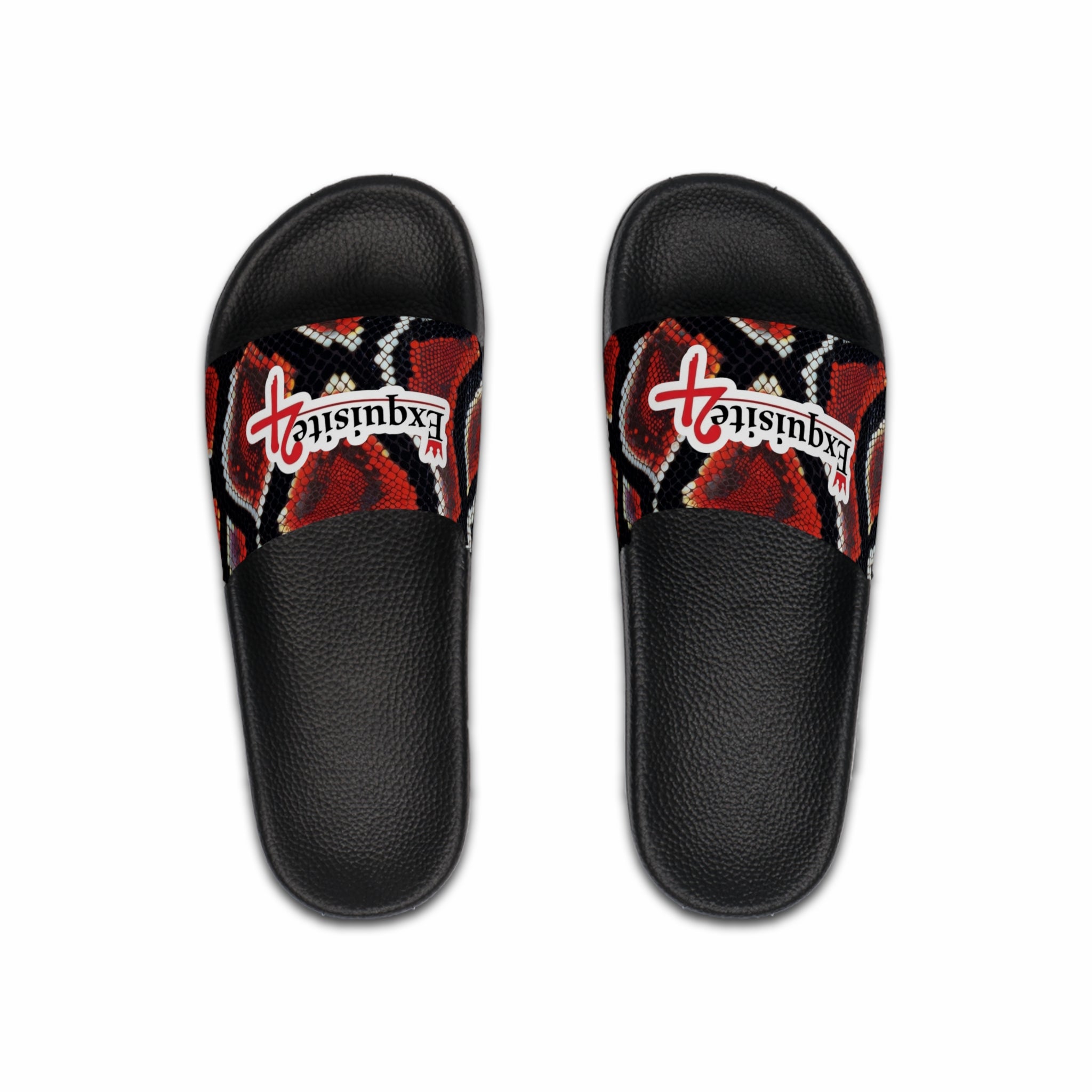 Men's Slide Sandals — Red Snake Print 'Exquisite 24' Luxury Pool Slides