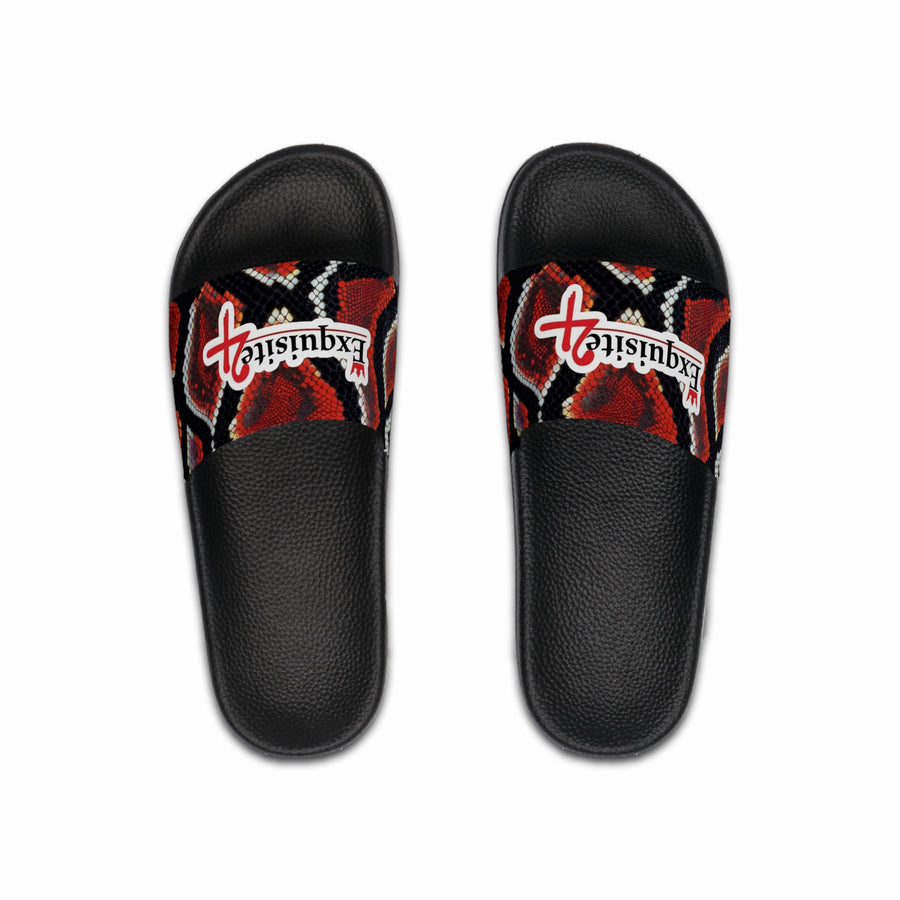 Men's Slide Sandals — Red Snake Print 'Exquisite 24' Luxury Pool Slides
