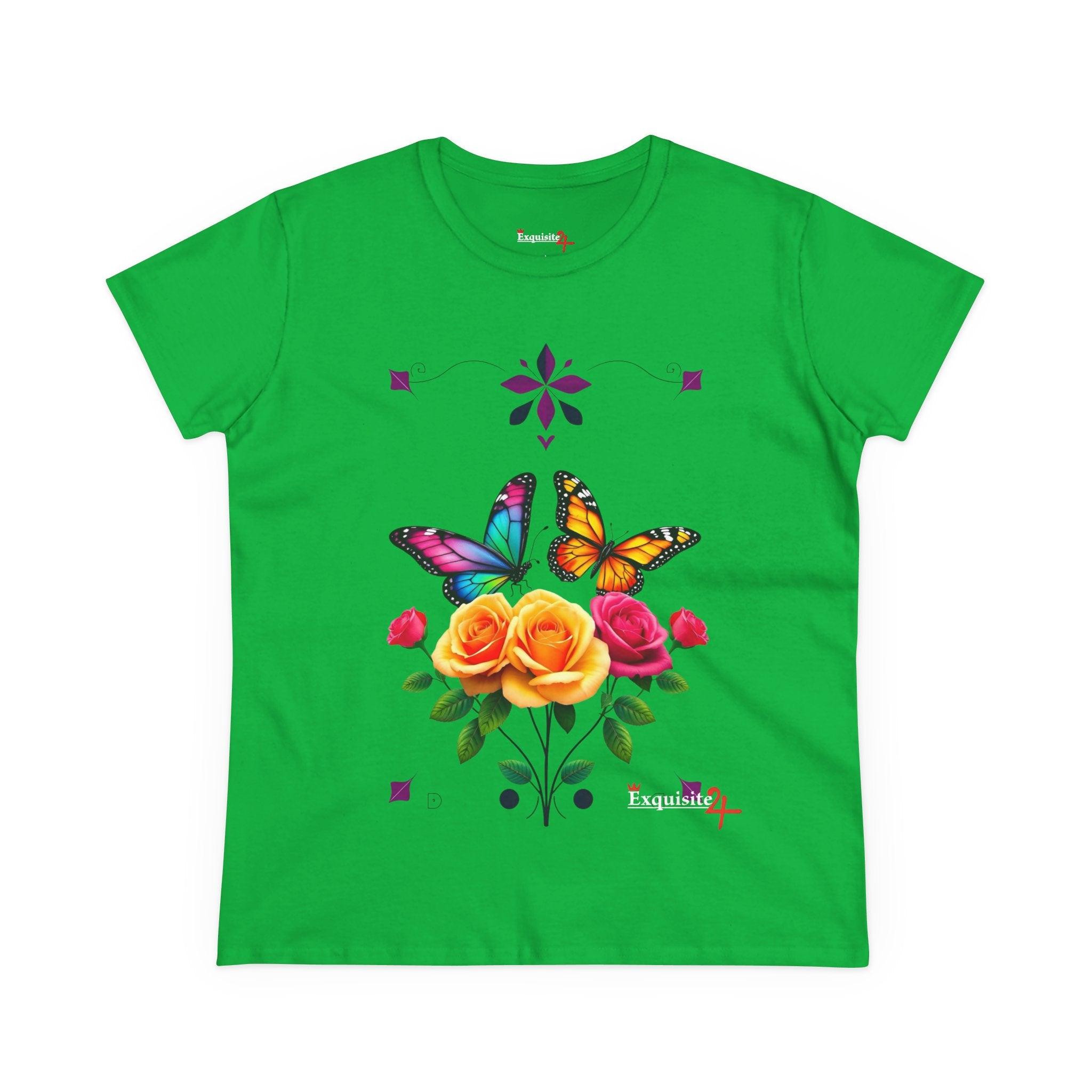 Butterfly Blossom with Purple Border Women's Graphic Tee