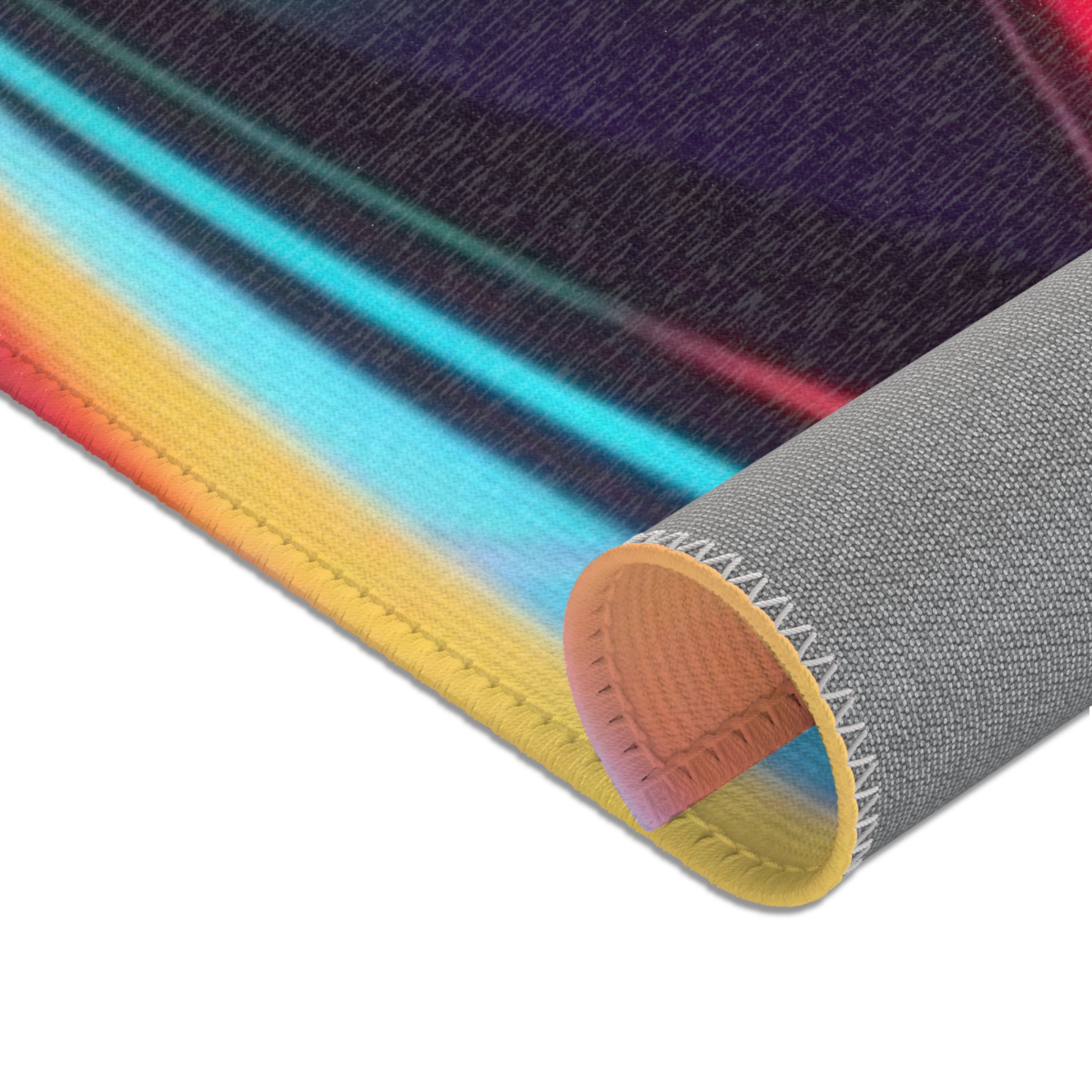 Neon Swirl Area Rug — Retro Rainbow Abstract Accent Rug