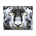 Leopard Portrait Stretched Canvas — Snow Leopard Wall Art with Yellow Eyes