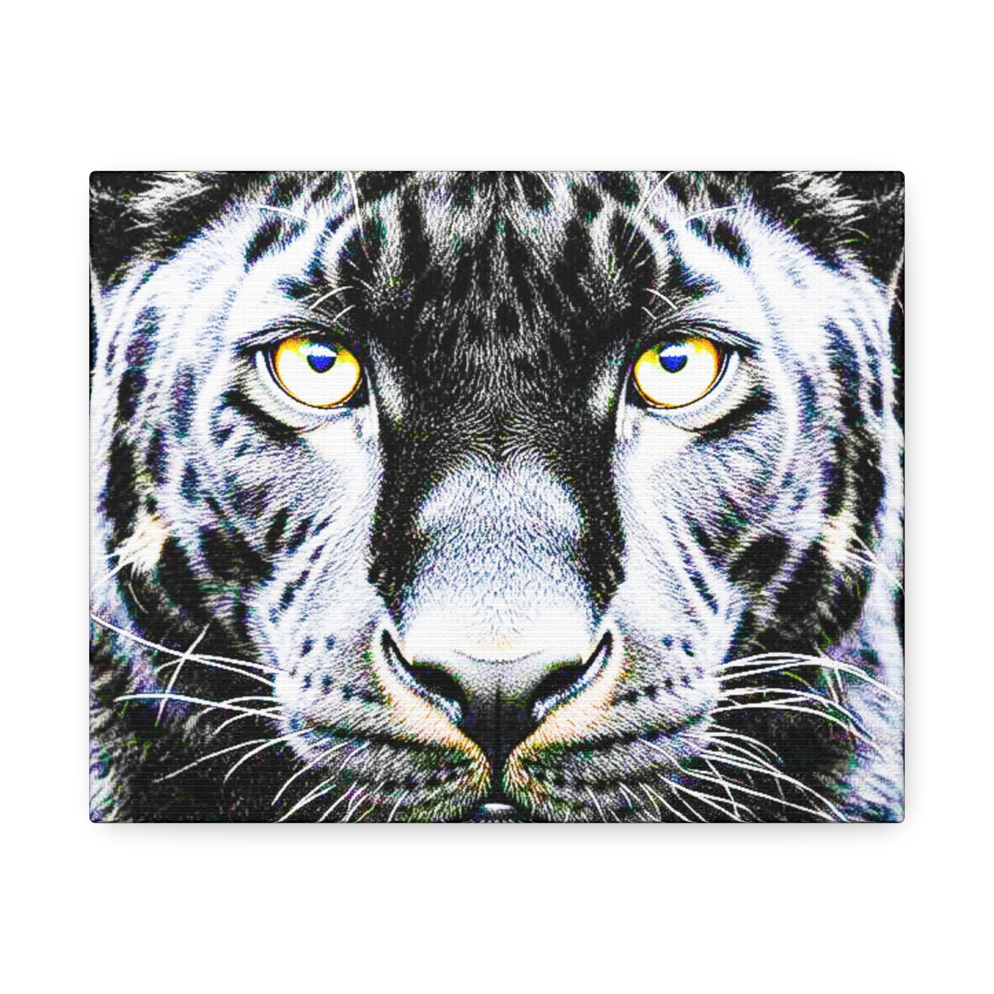Leopard Portrait Stretched Canvas — Snow Leopard Wall Art with Yellow Eyes