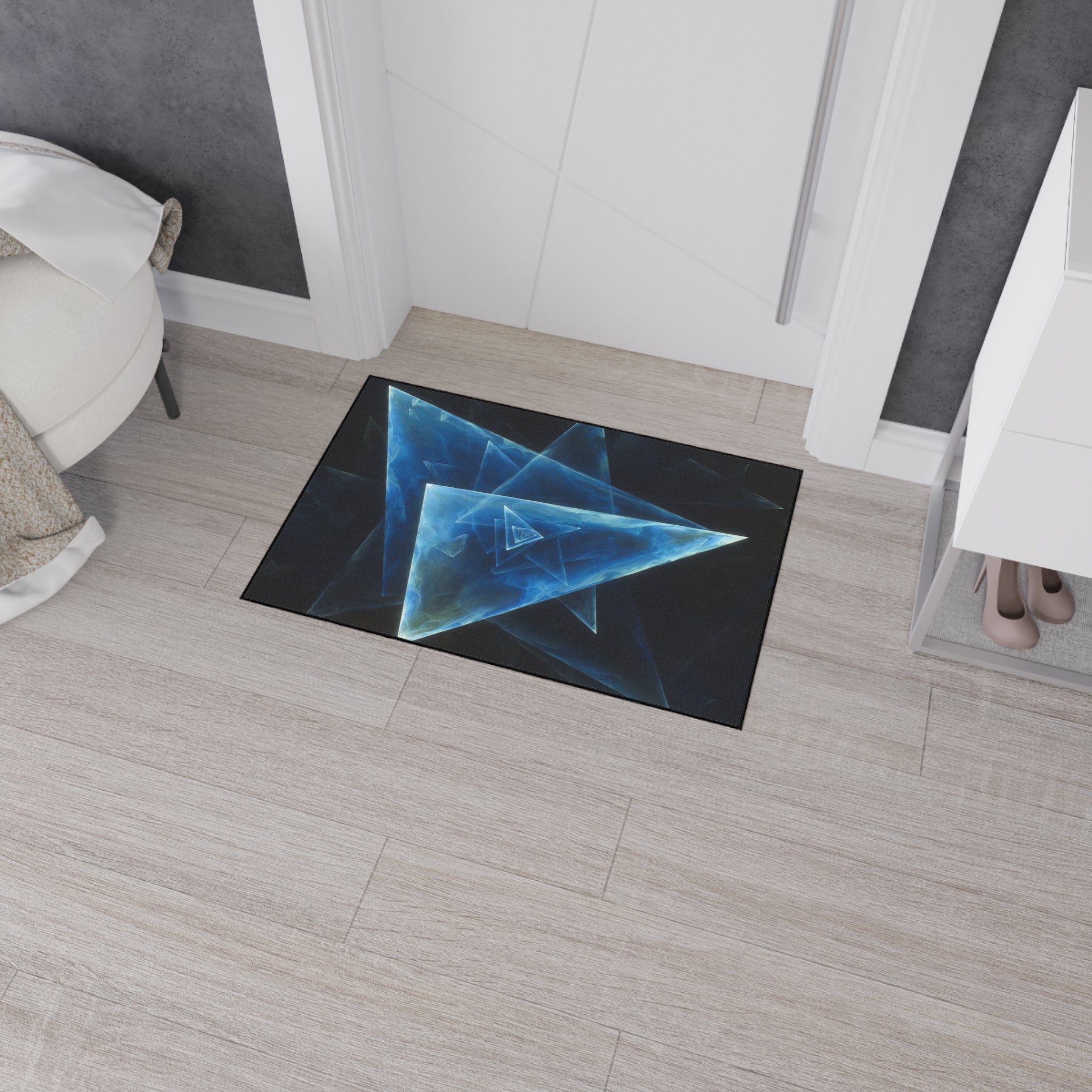 Geometric Blue Triangle Heavy-Duty Floor Mat