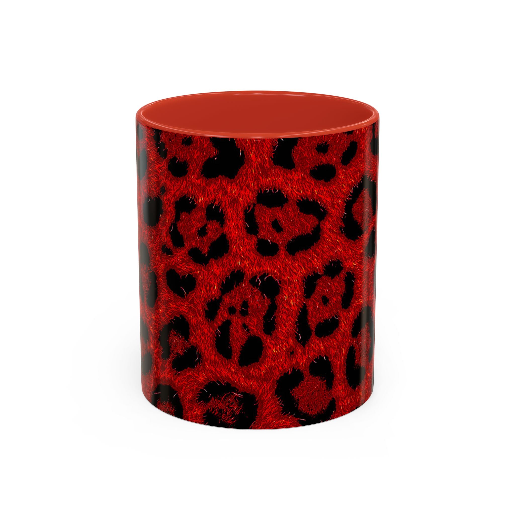 Red Leopard Print Accent Coffee Mug (11/15oz)