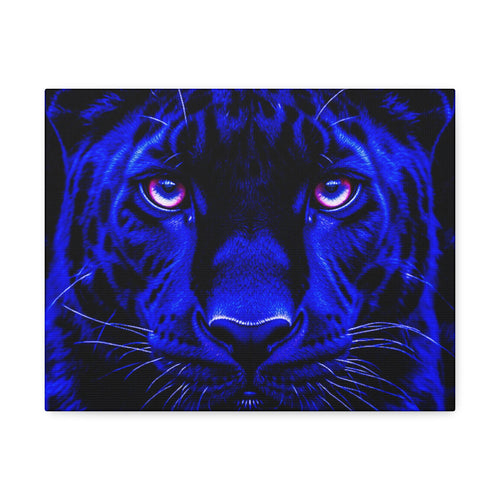 Blue Panther Stretched Canvas Wall Art